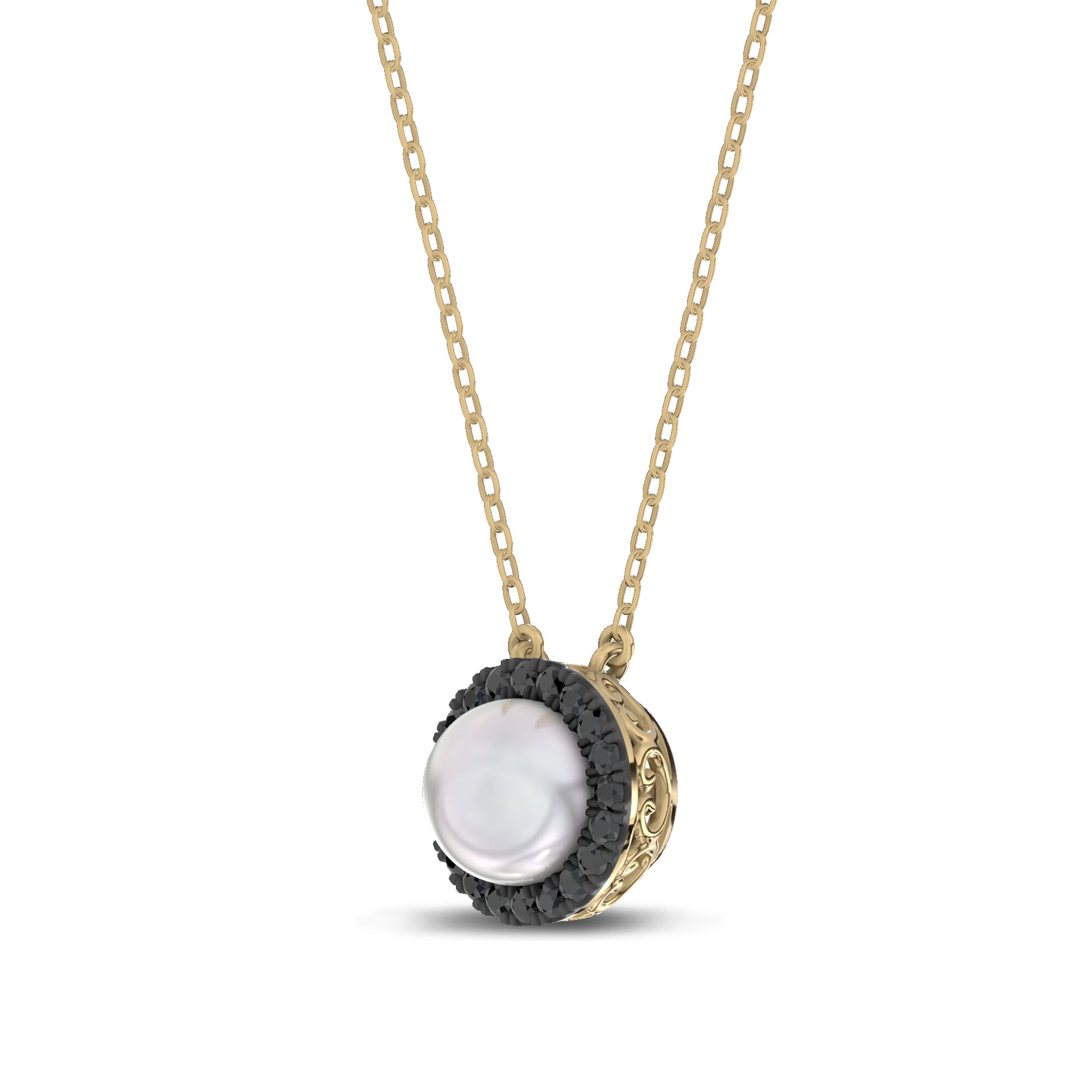 Midnight Noir Pearl Halo Necklace By Christian Siriano