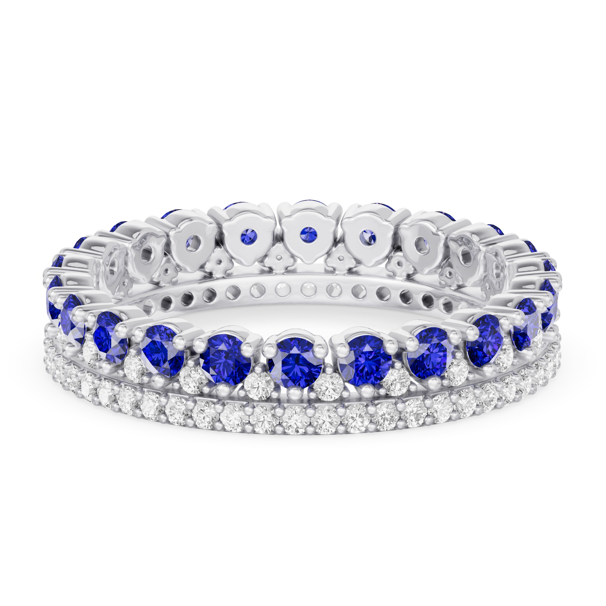 Sapphire and Diamond Double Row Eternity Ring