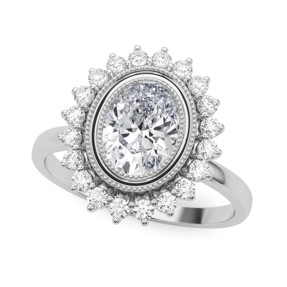 Aylin Vintage Inspired Oval Halo Engagement Ring