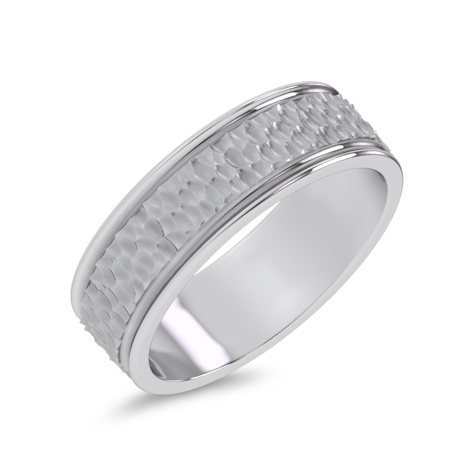 Brushed Hammered Center High-Polish Edge Band (7.1mm)