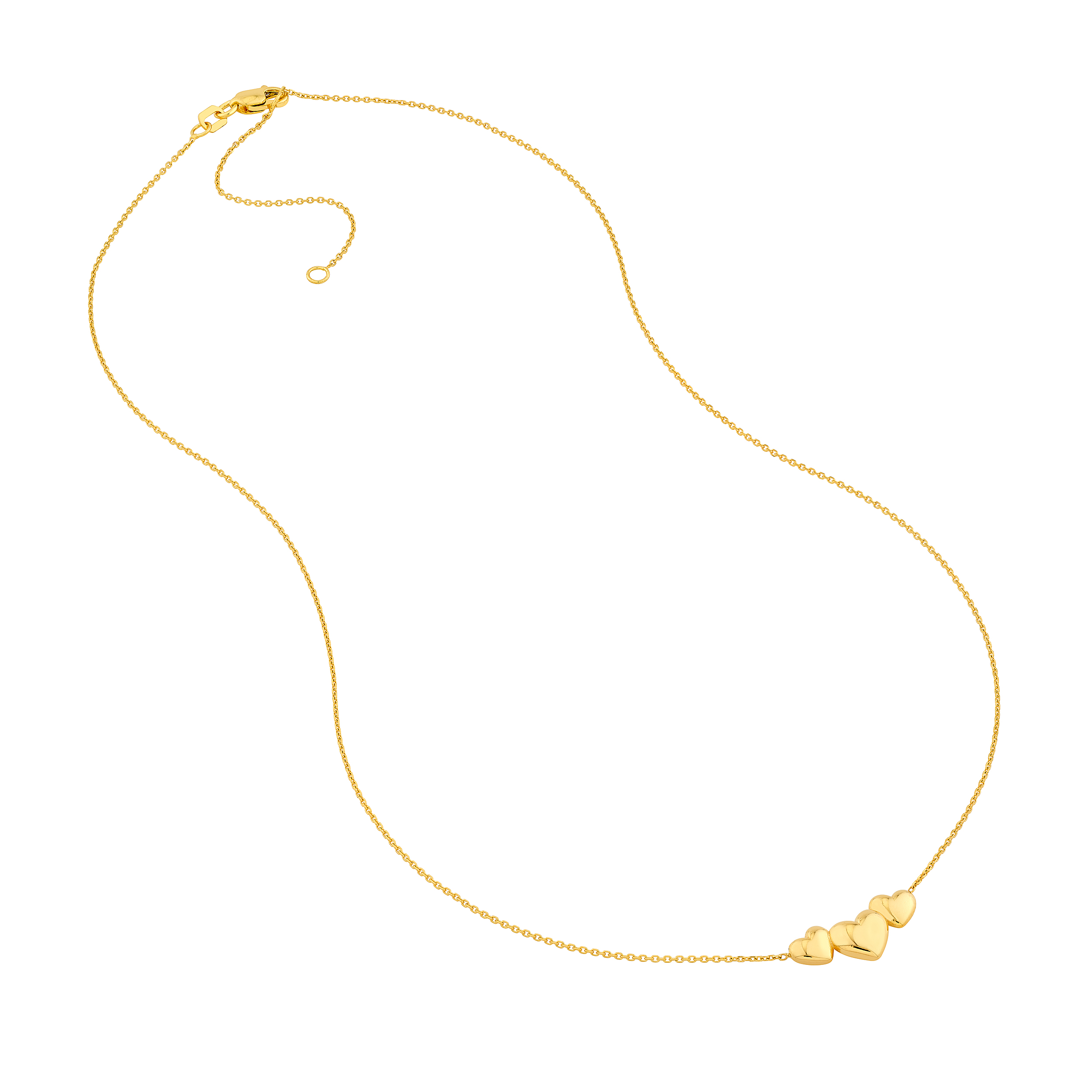 Triple Puffed Heart Gold Necklace