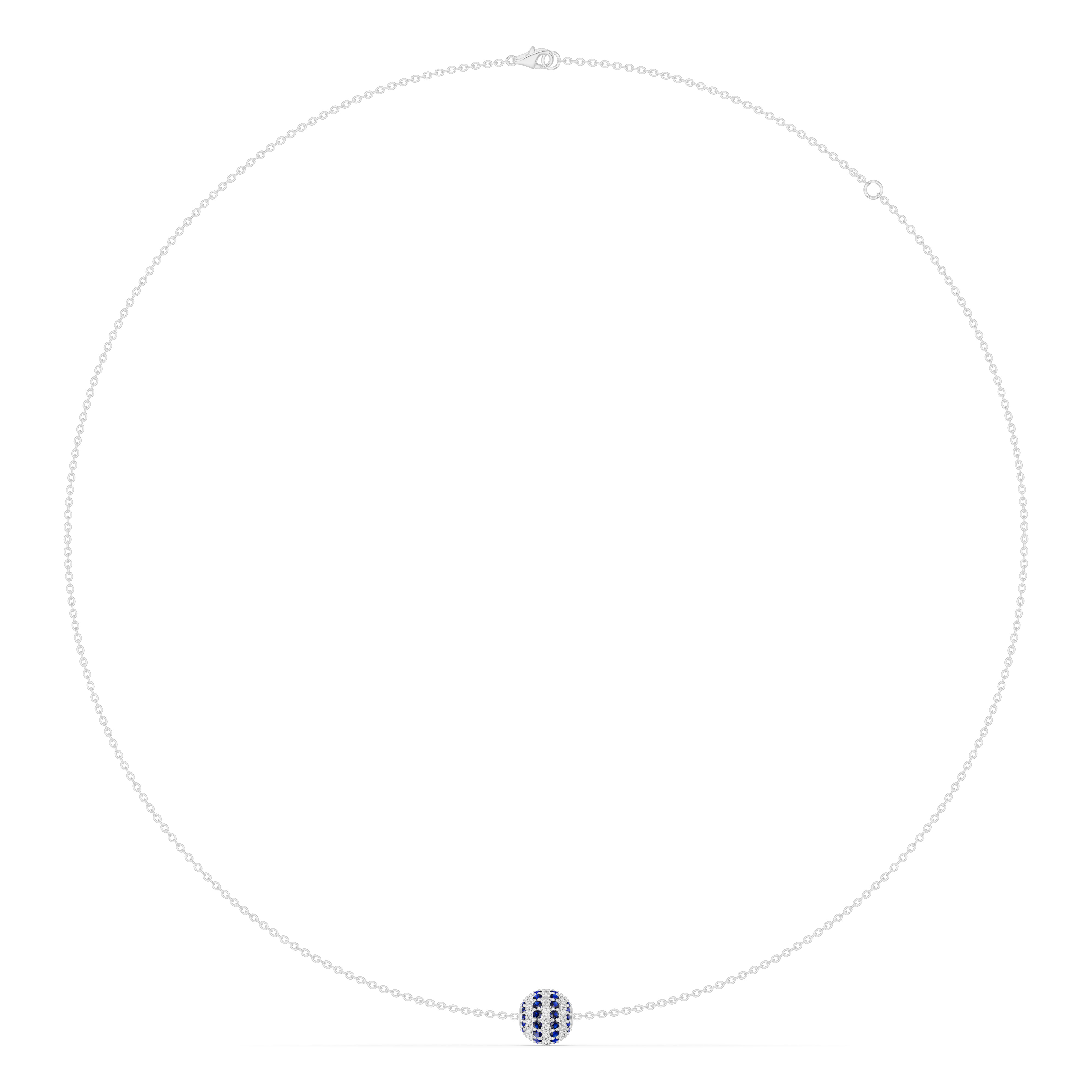 Sapphire and Diamond Pave Sphere Necklace