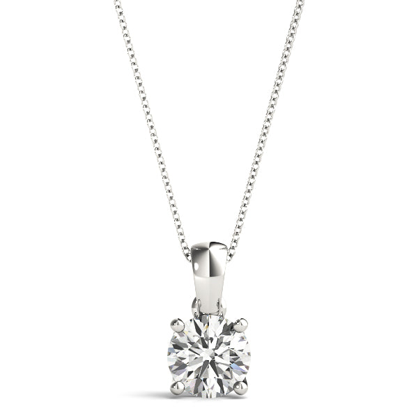Round Diamond Solitaire Necklace With Creased Bail