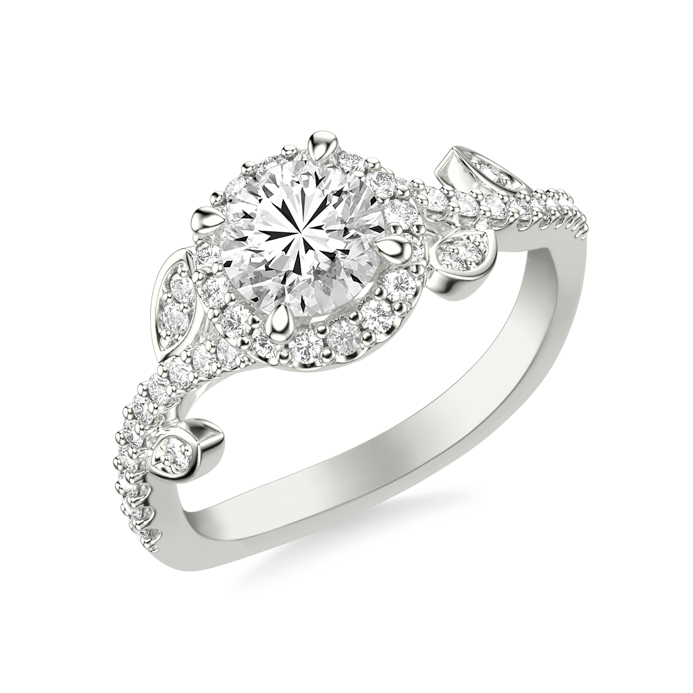 Blanca Floral Halo Engagement Ring