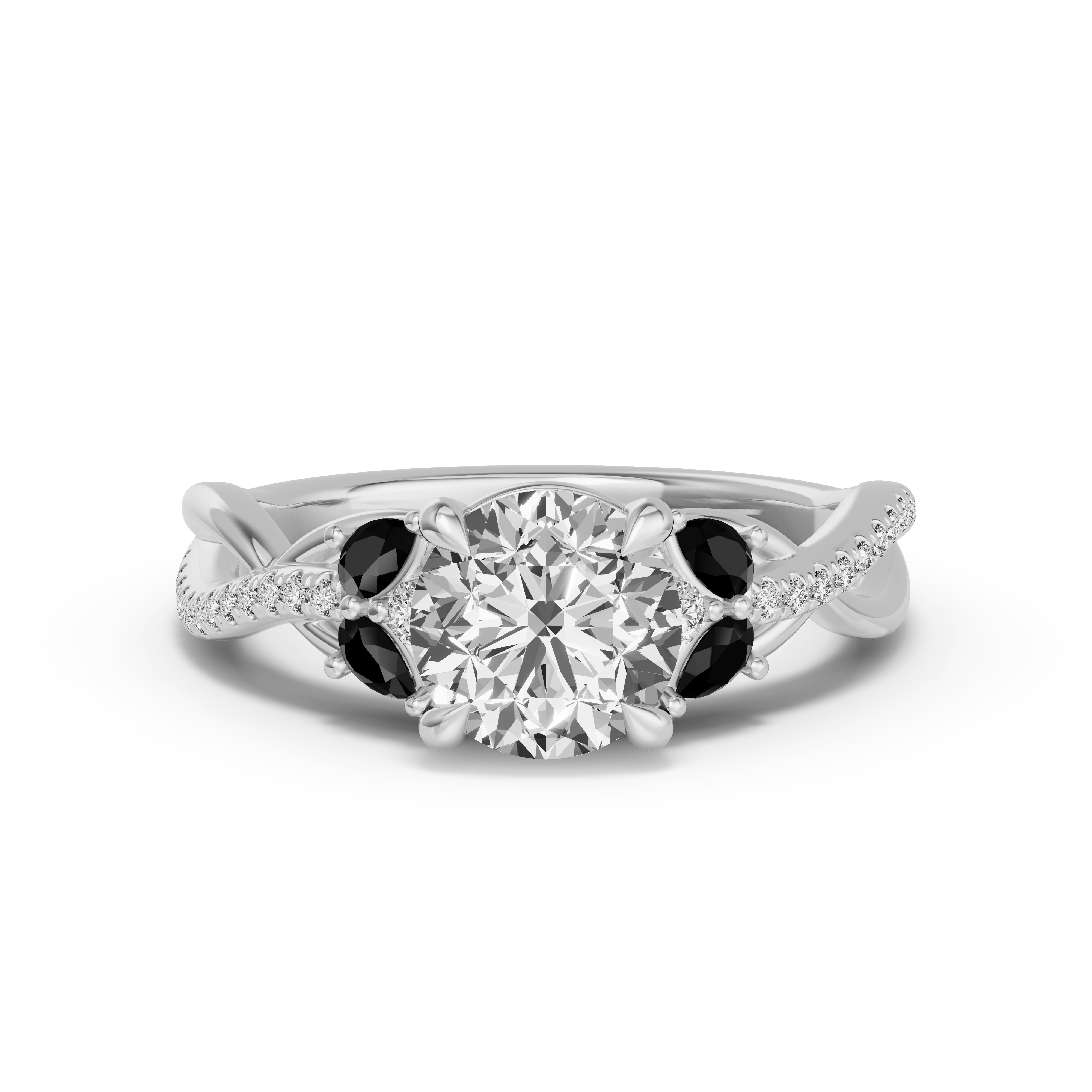 Papillon Twist Pave Black Diamond Engagement Ring