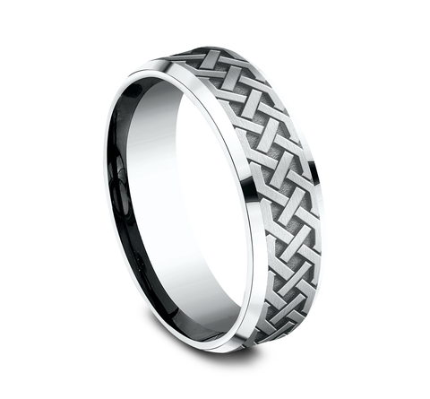 Celtic Love Knot Beveled Edge Comfort Fit Band (7mm)