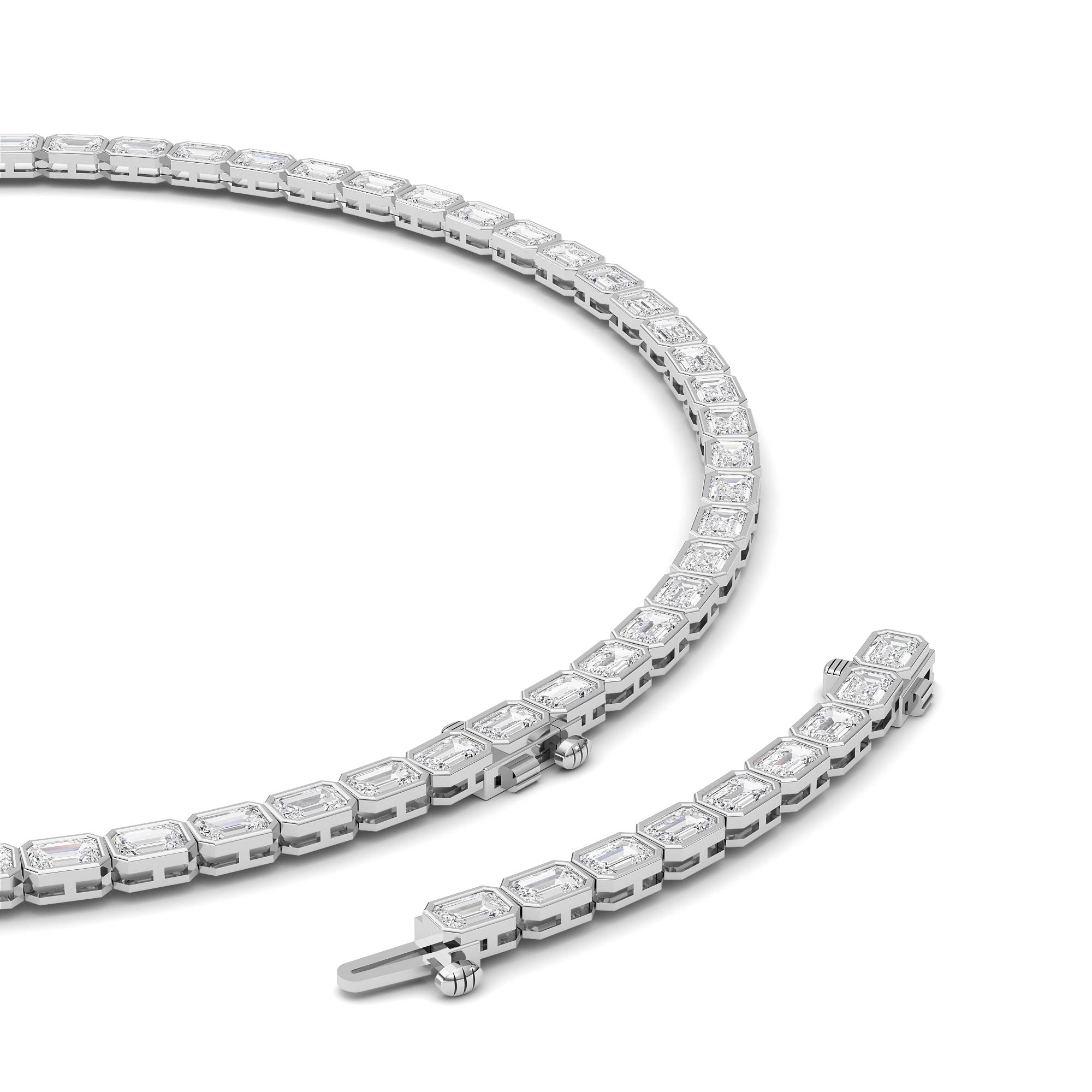 Adjustable Emerald-Cut Lab Diamond Bezel Eternity Necklace (30.00 ct. tw.)