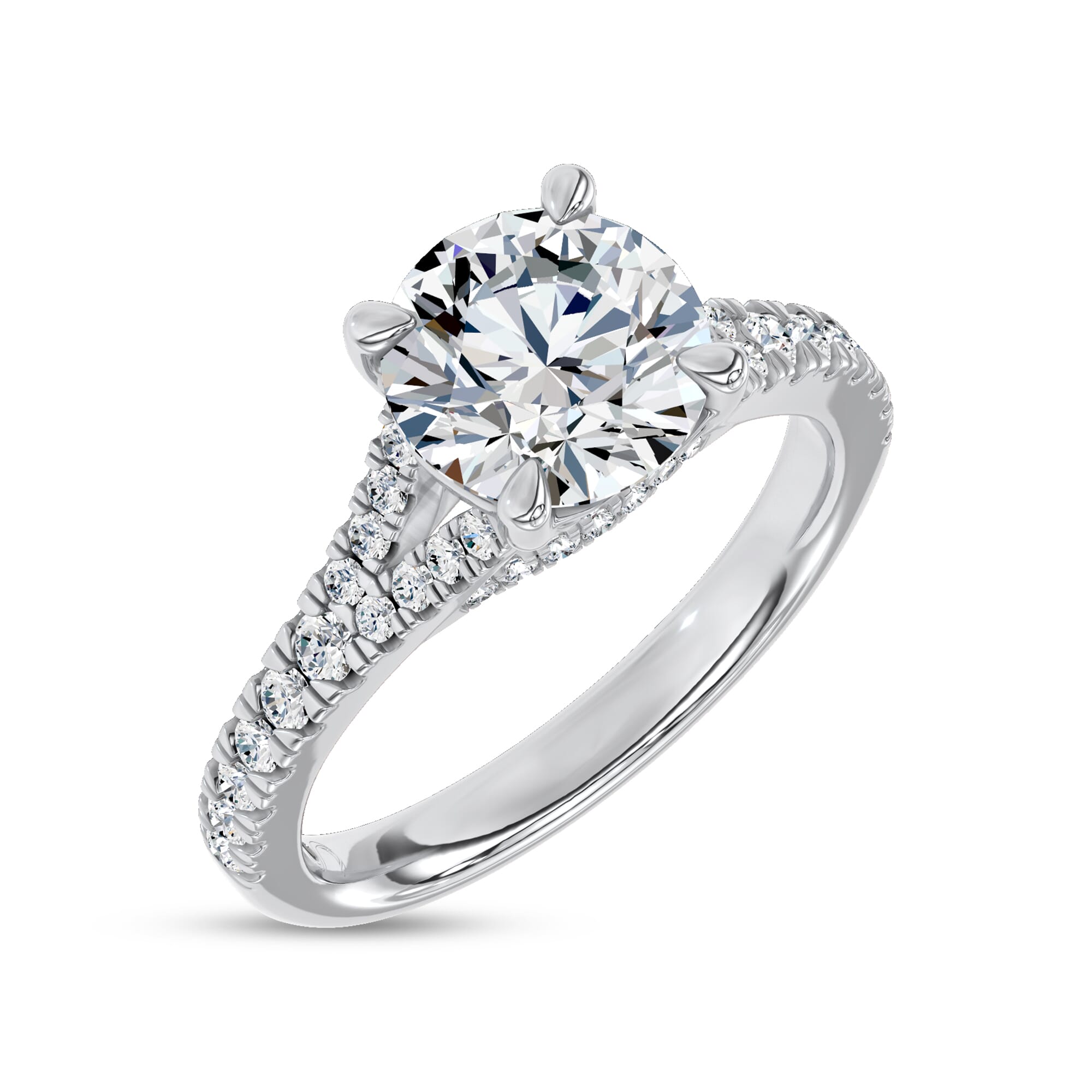 Classic Cutaway Pave Engagement Ring by Christian Siriano