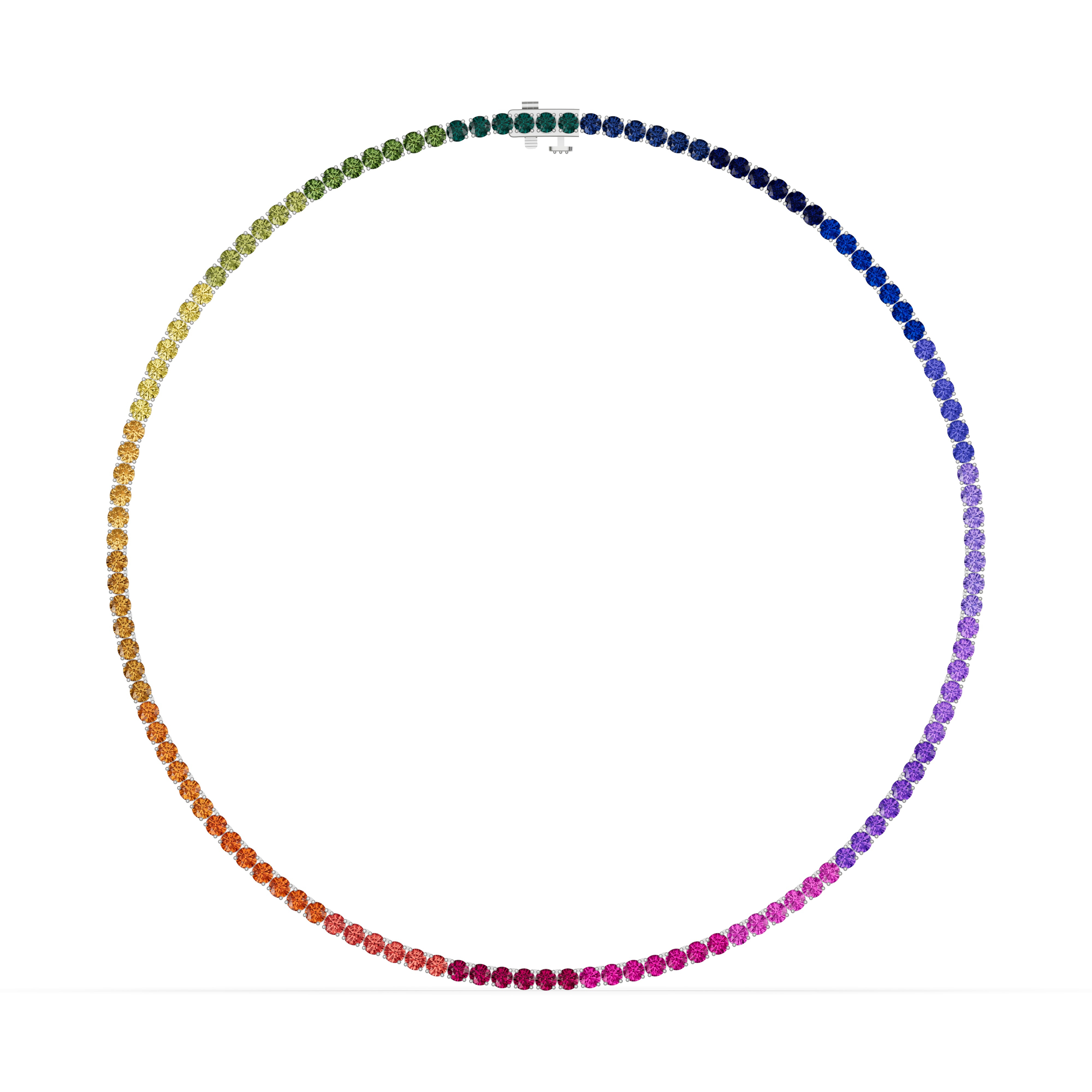 Rainbow Sapphire Tennis Necklace