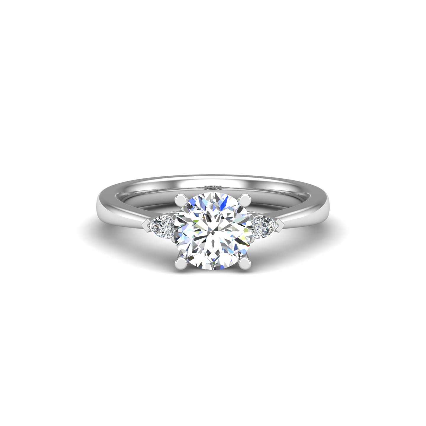 Mira 3 Stone Ring With Pear Sides Engagement Ring