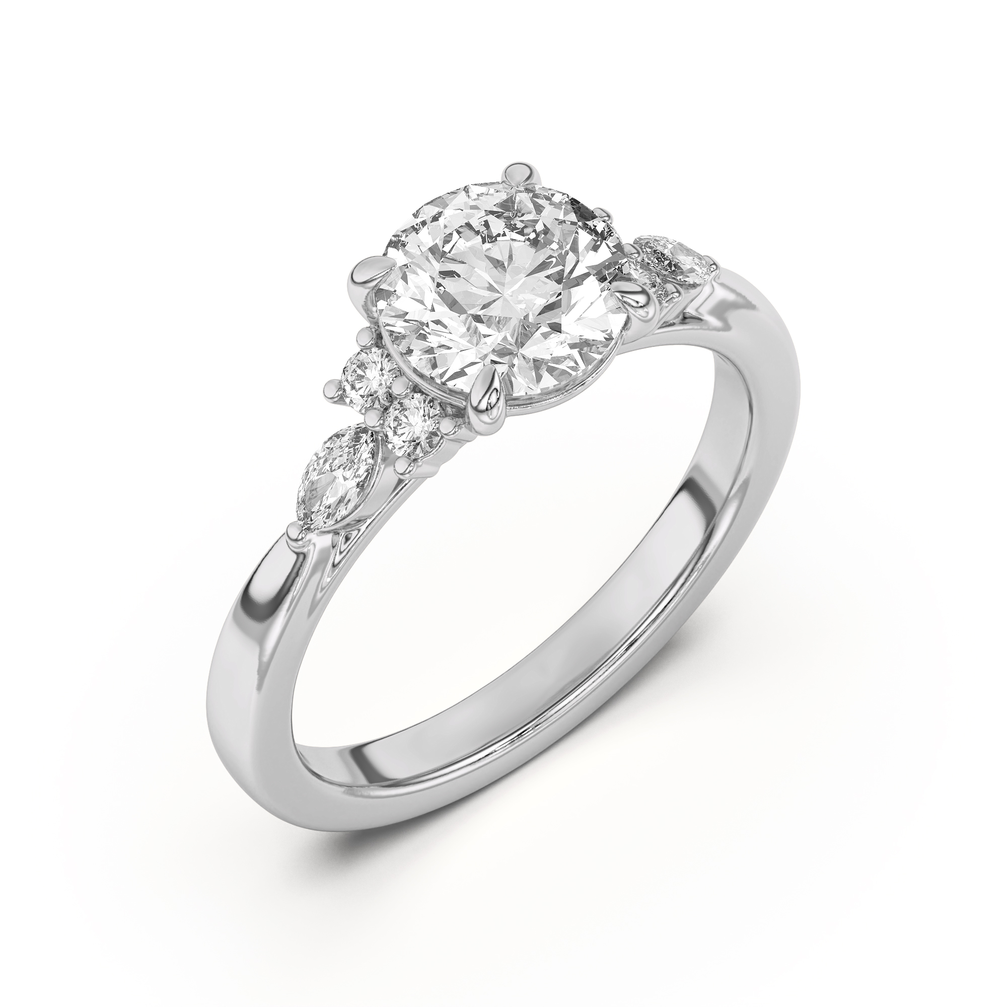 Blanche Round and Marquise Cluster Engagement Ring