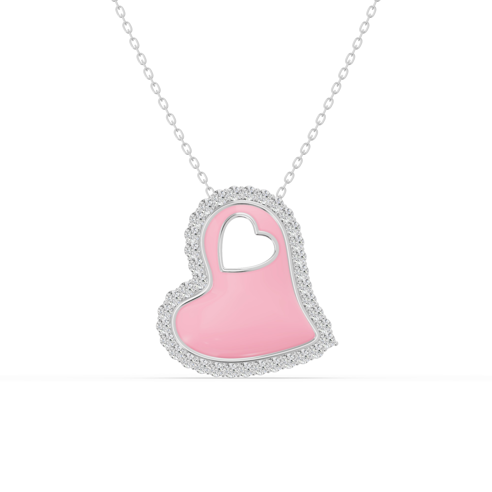 Cherish Pavé Heart Silver Necklace