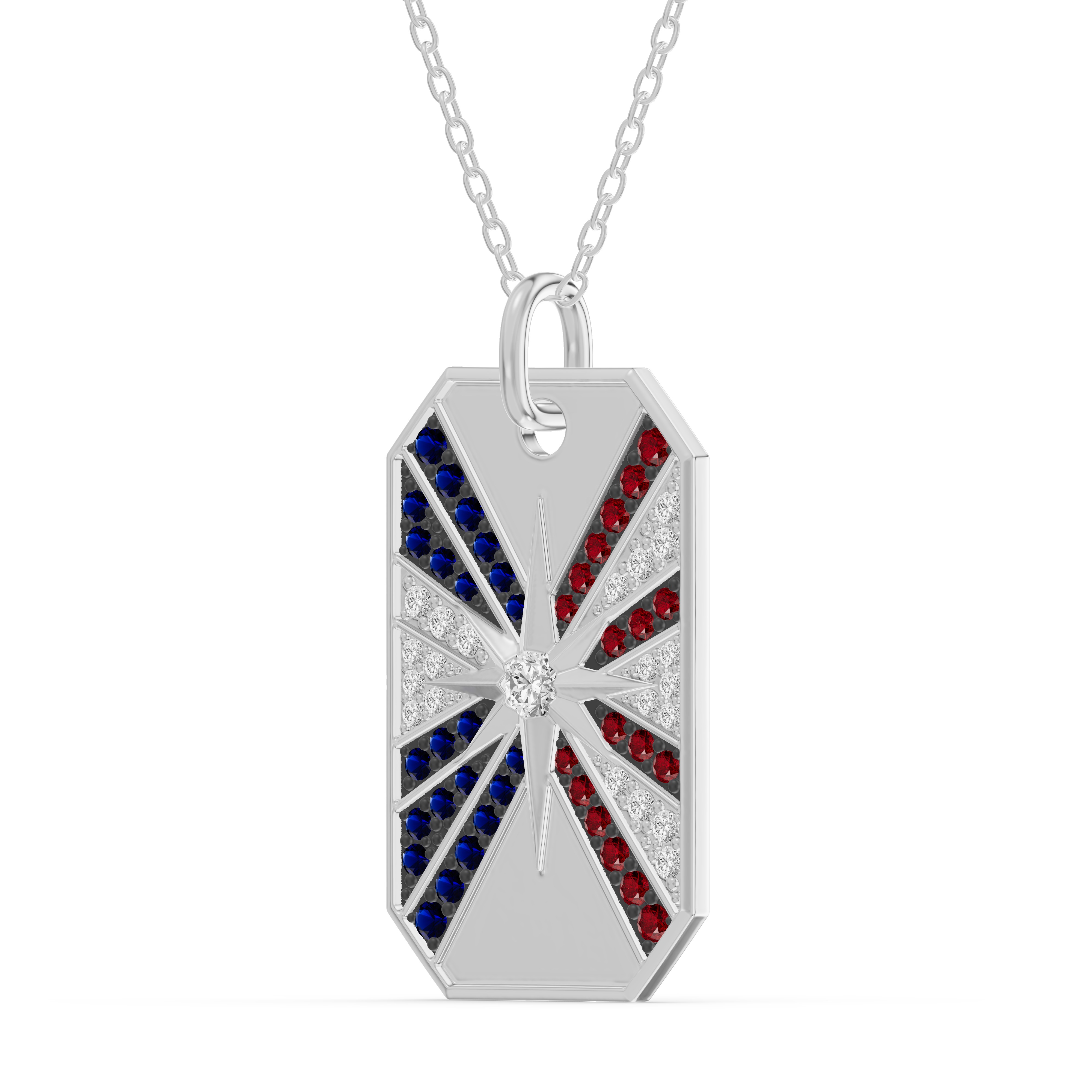 Radiant Star Pave Dog Tag Diamond Necklace