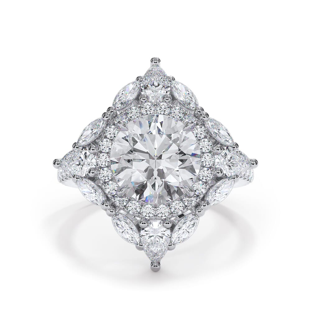 Opuluxe Double Diamond Halo Engagement Ring