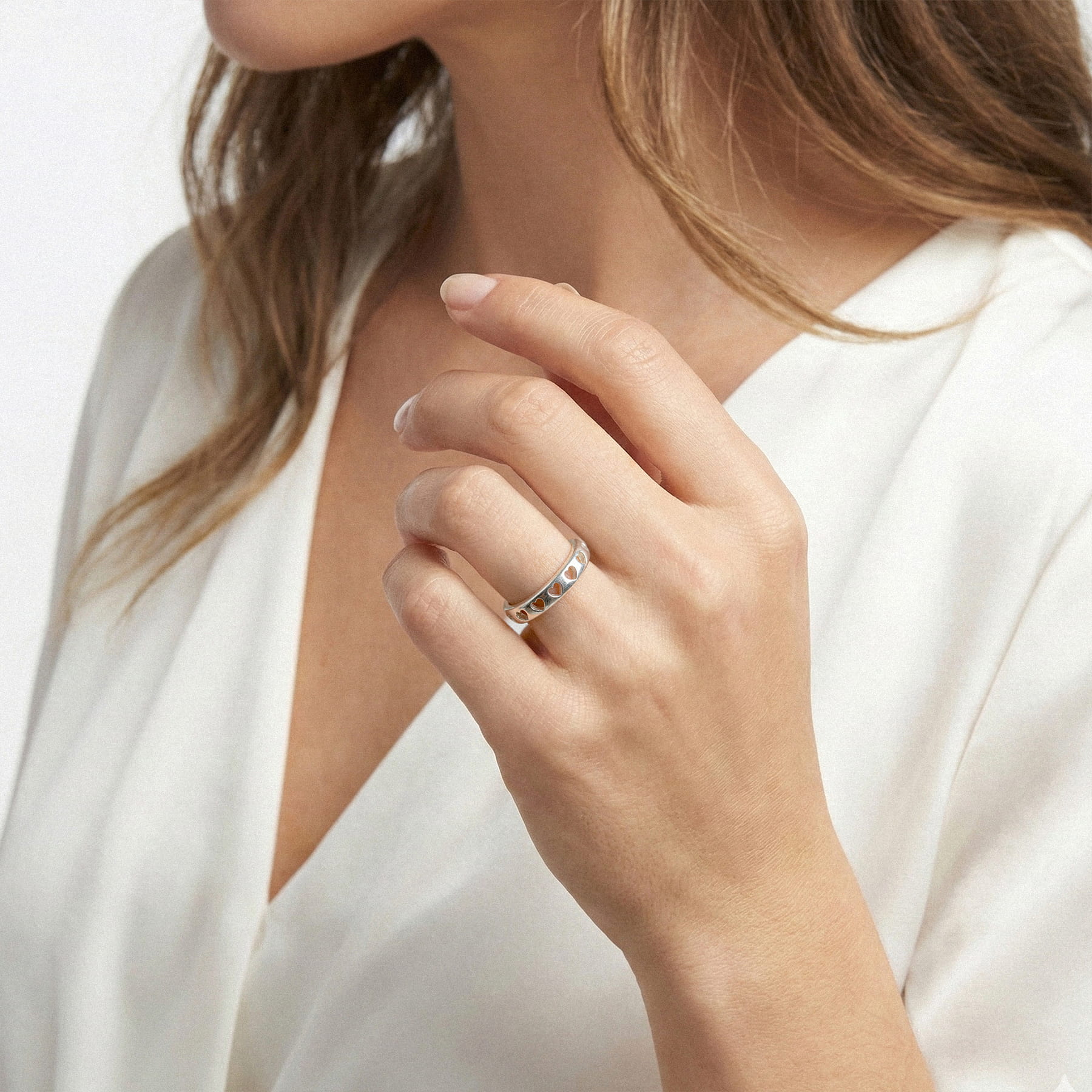 Eternity Heart Cutout Silver Band