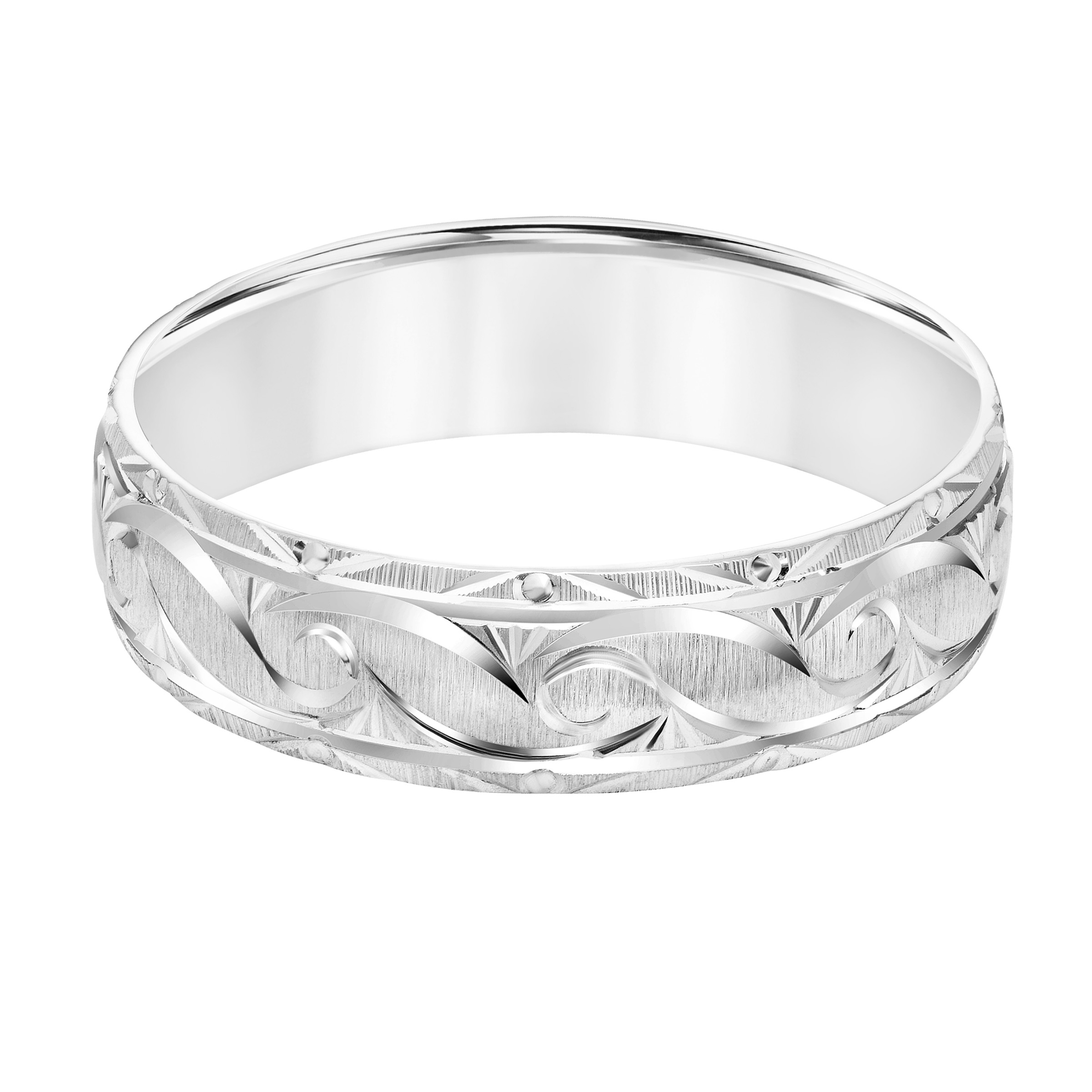 Low Dome Swiss Cut Design Wedding Band (6mm)