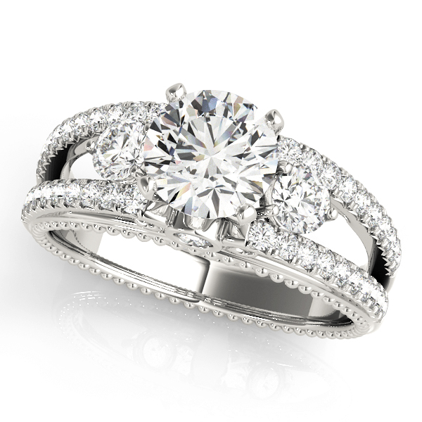Devi 2 Row Pave Diamond Engagement Ring