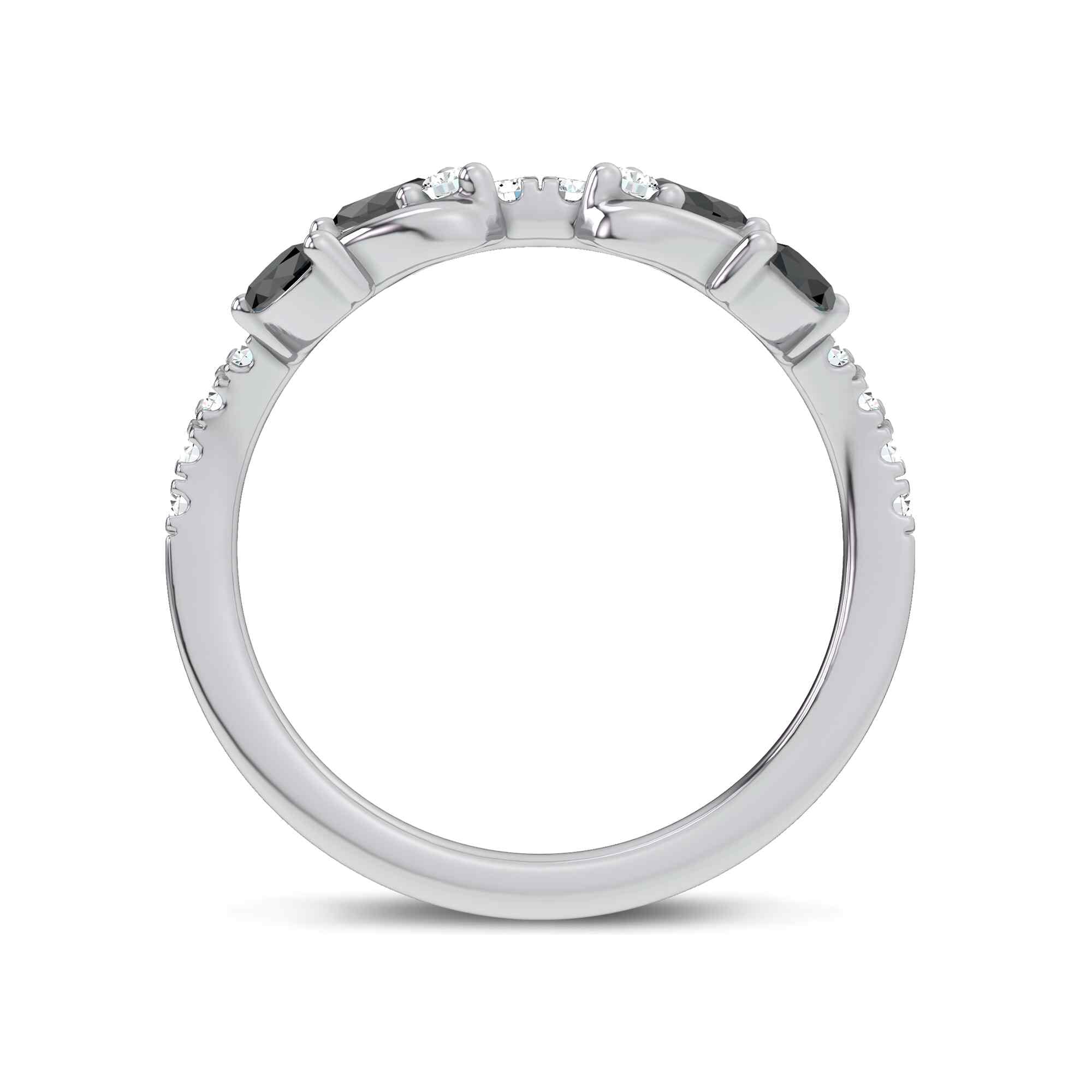 Hayden Curved Vine Black And White Diamond Band