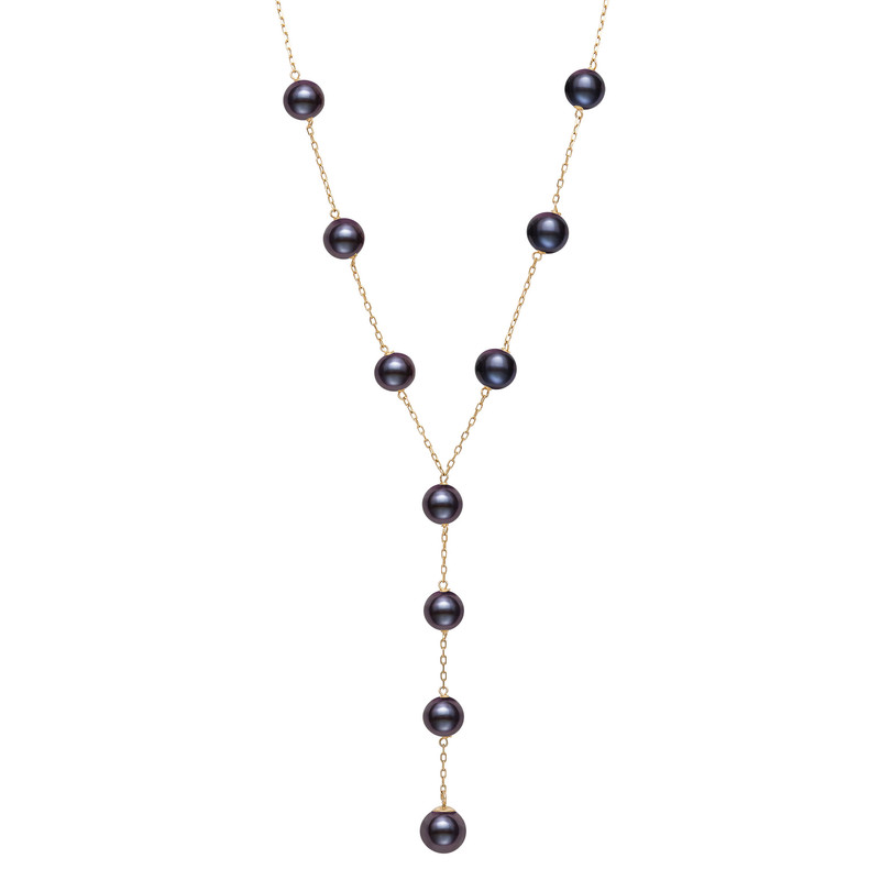 Freshwater Pearl Station Y-Drop Necklace (6-9mm)
