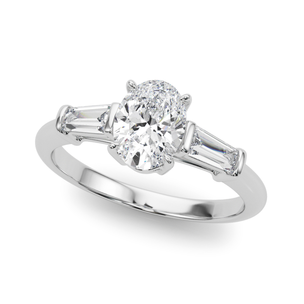 Brisbane Three-Stone Oval and Baguette Engagement Ring