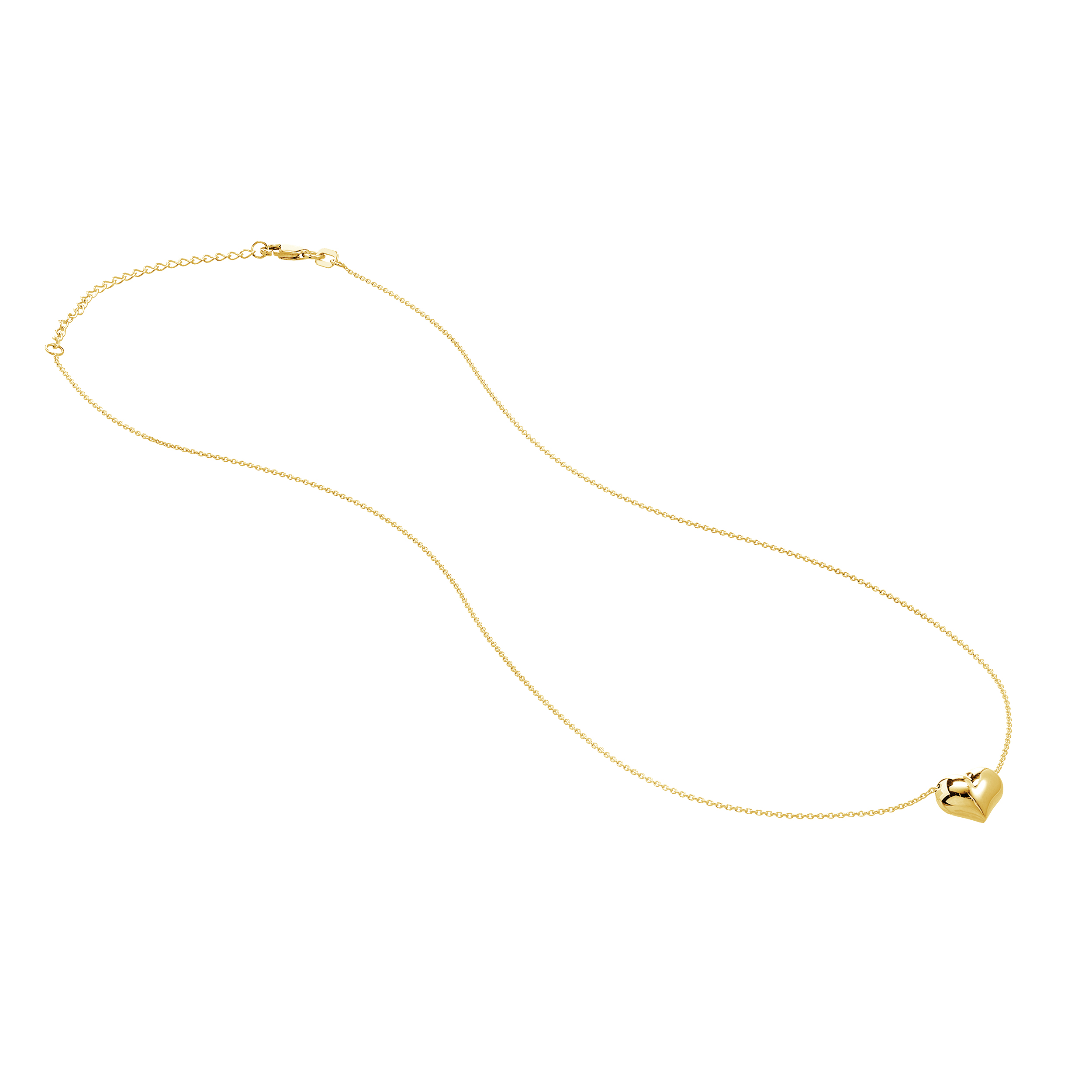 Puffed Heart Gold Necklace