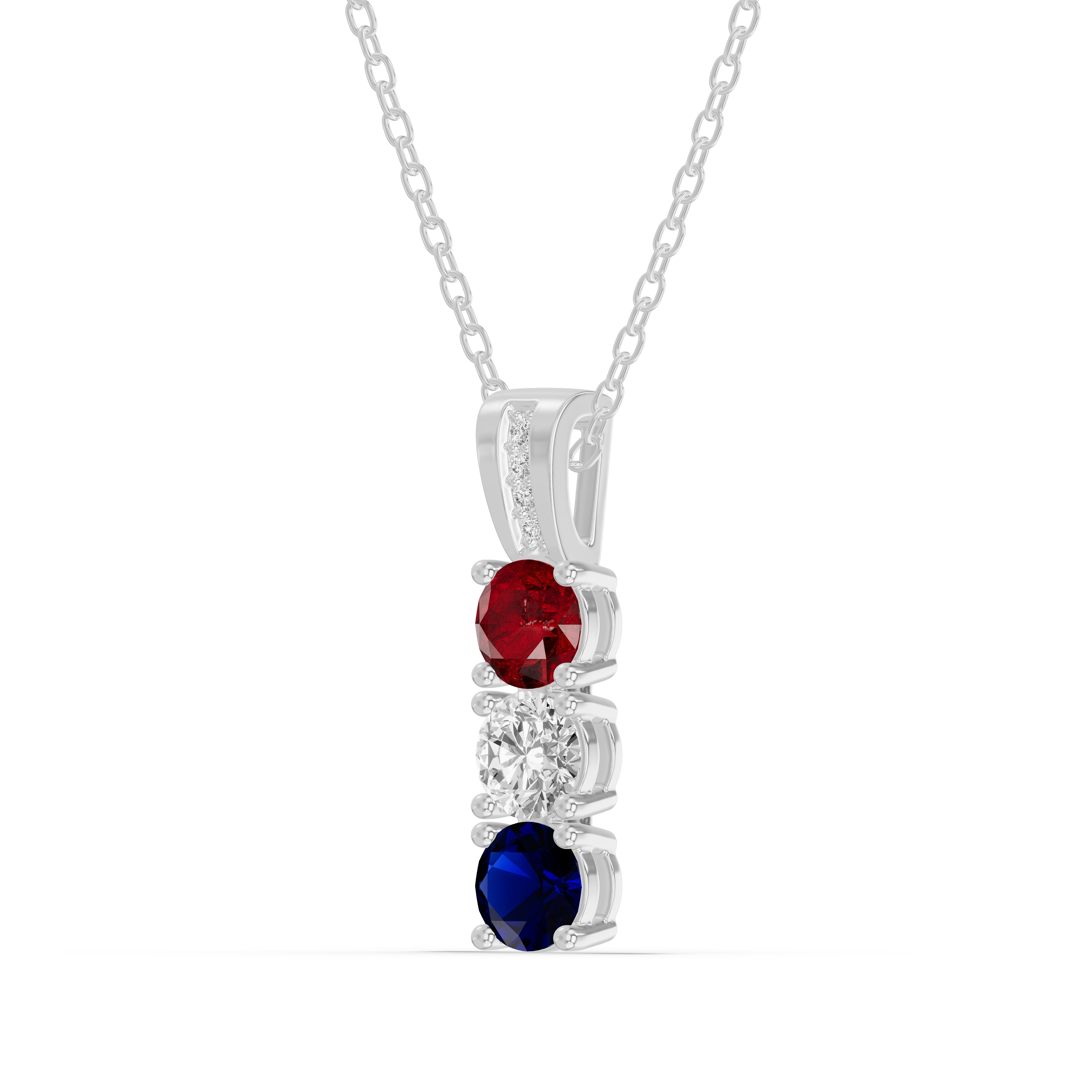 Three-Stone Vertical Diamond Necklace