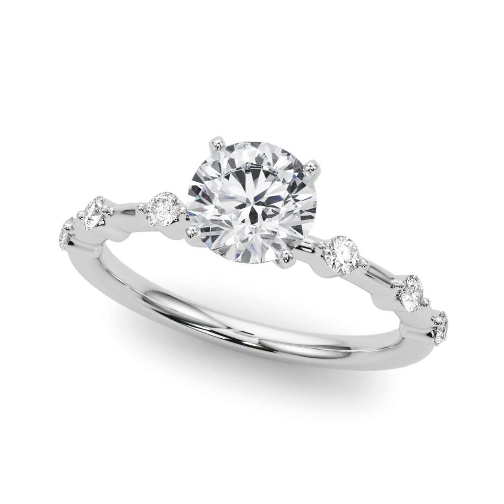 Gemaris Prong Set Diamond Station Engagement Ring