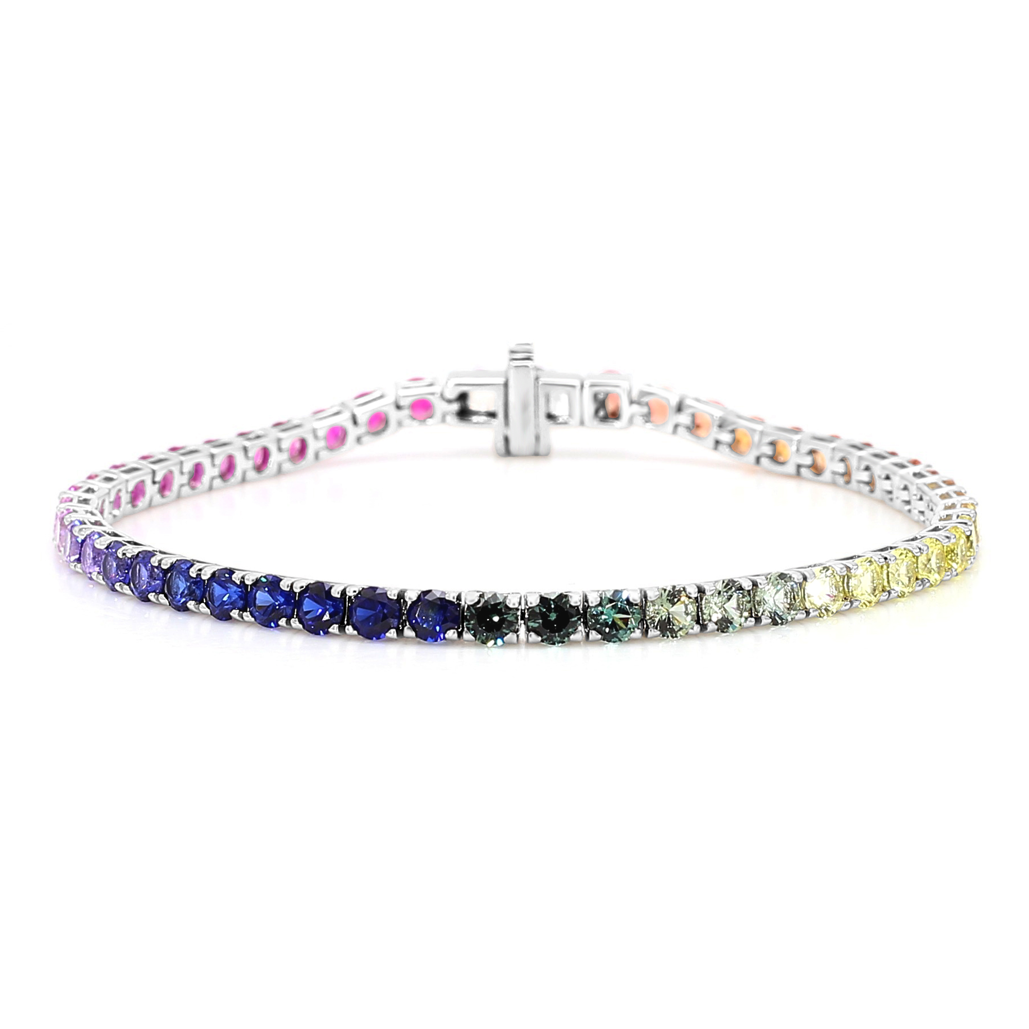 Rainbow Sapphire Round Tennis Bracelet