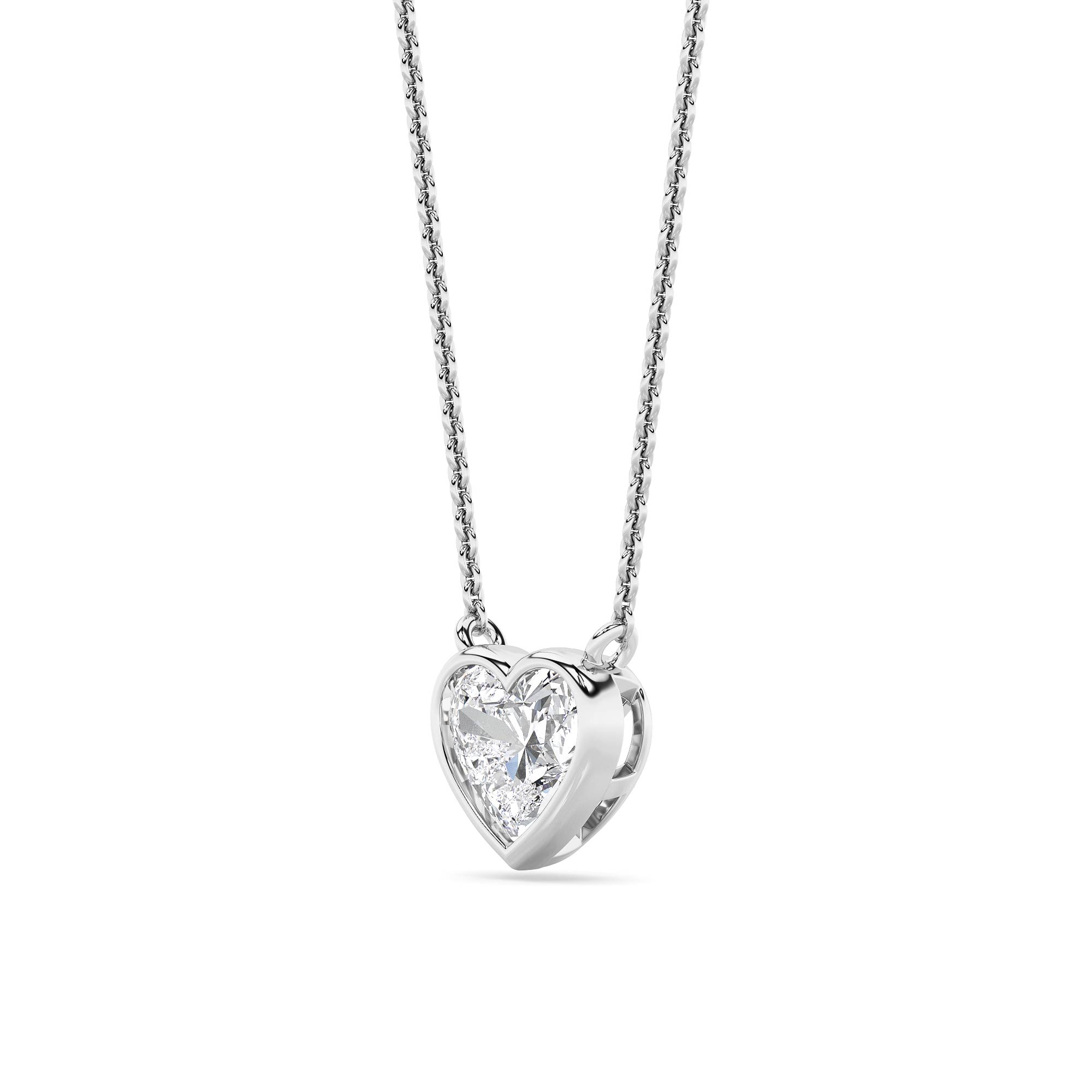 Bezel Heart Lab Diamond Necklace