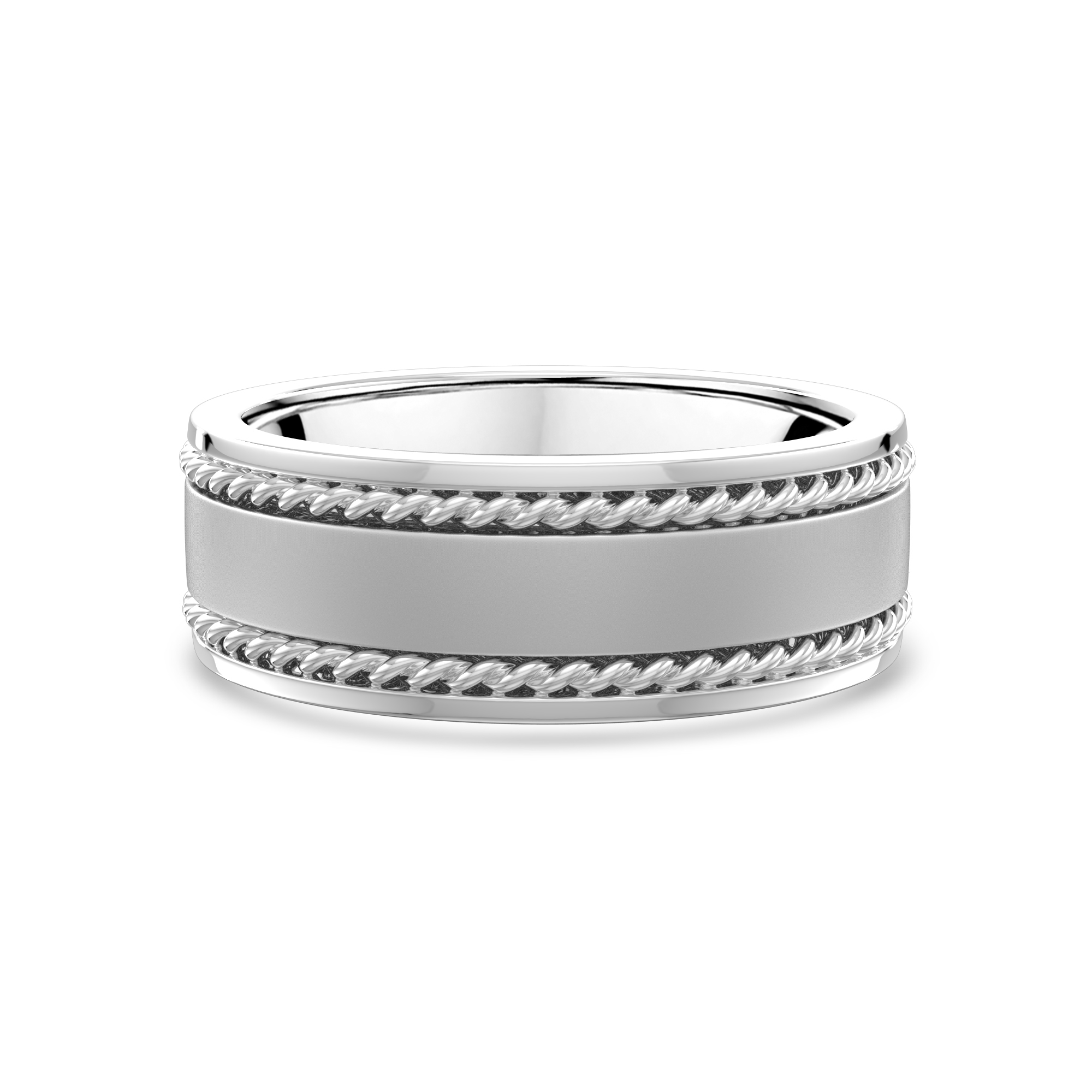 Matte Center Rope Edge Comfort Fit Band (8mm)