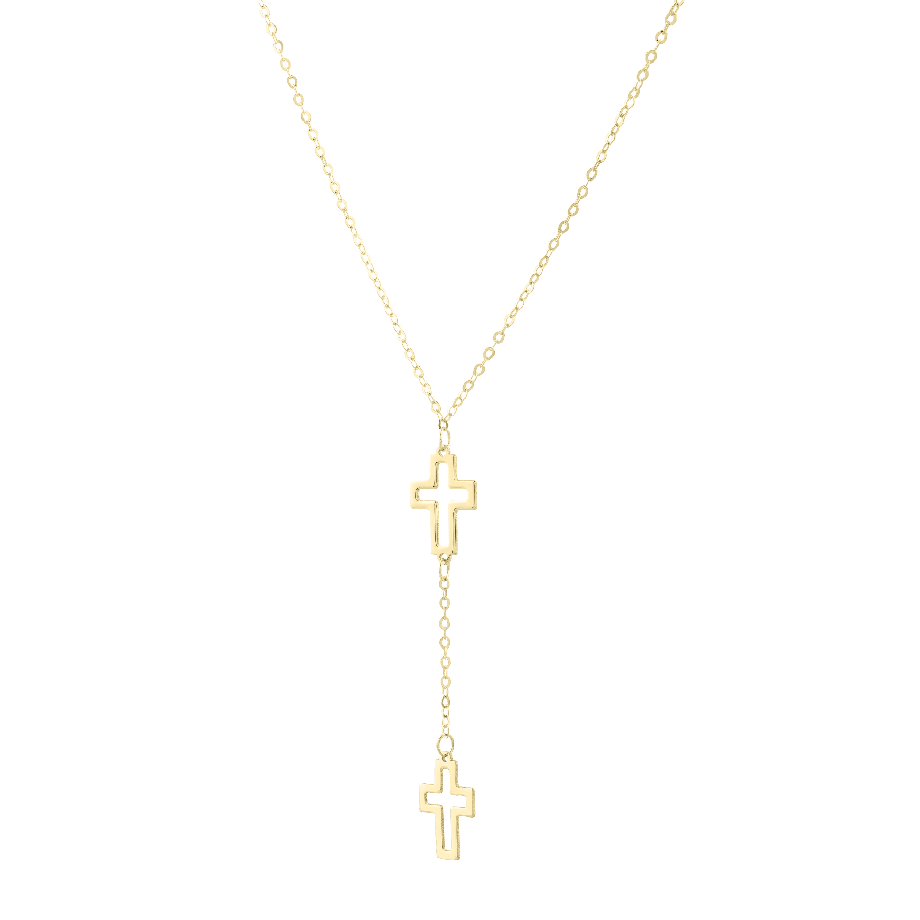 Double Cross Lariat Necklace
