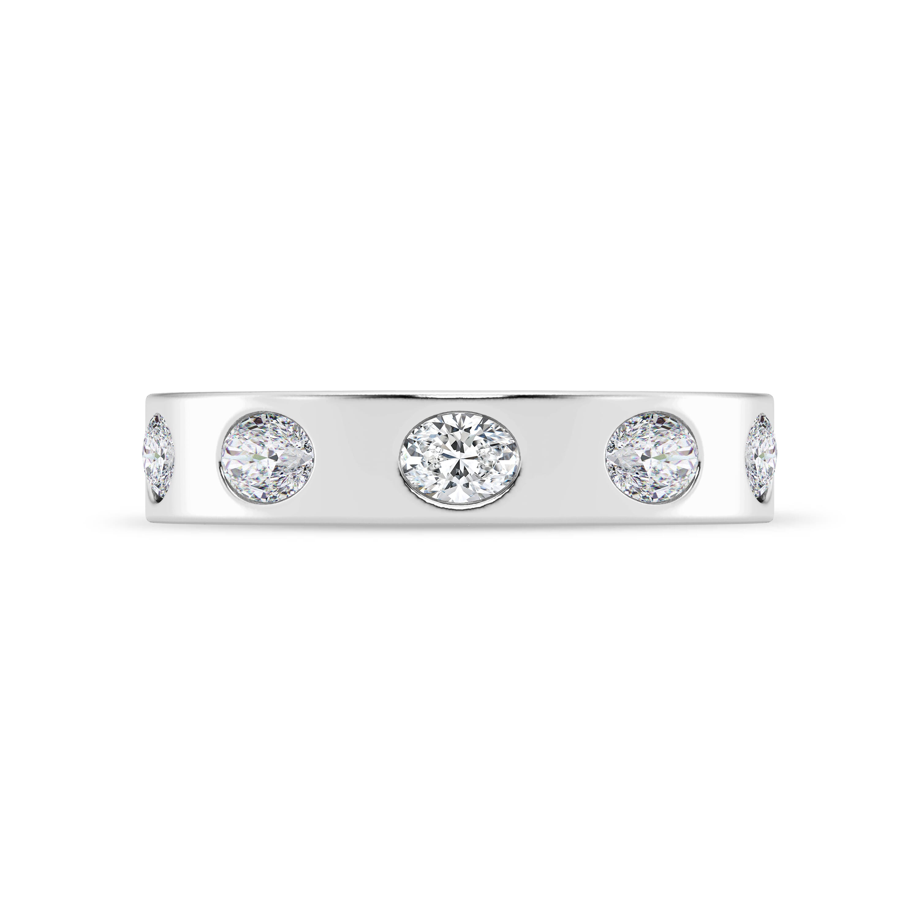 Flush Set Oval Diamond Band