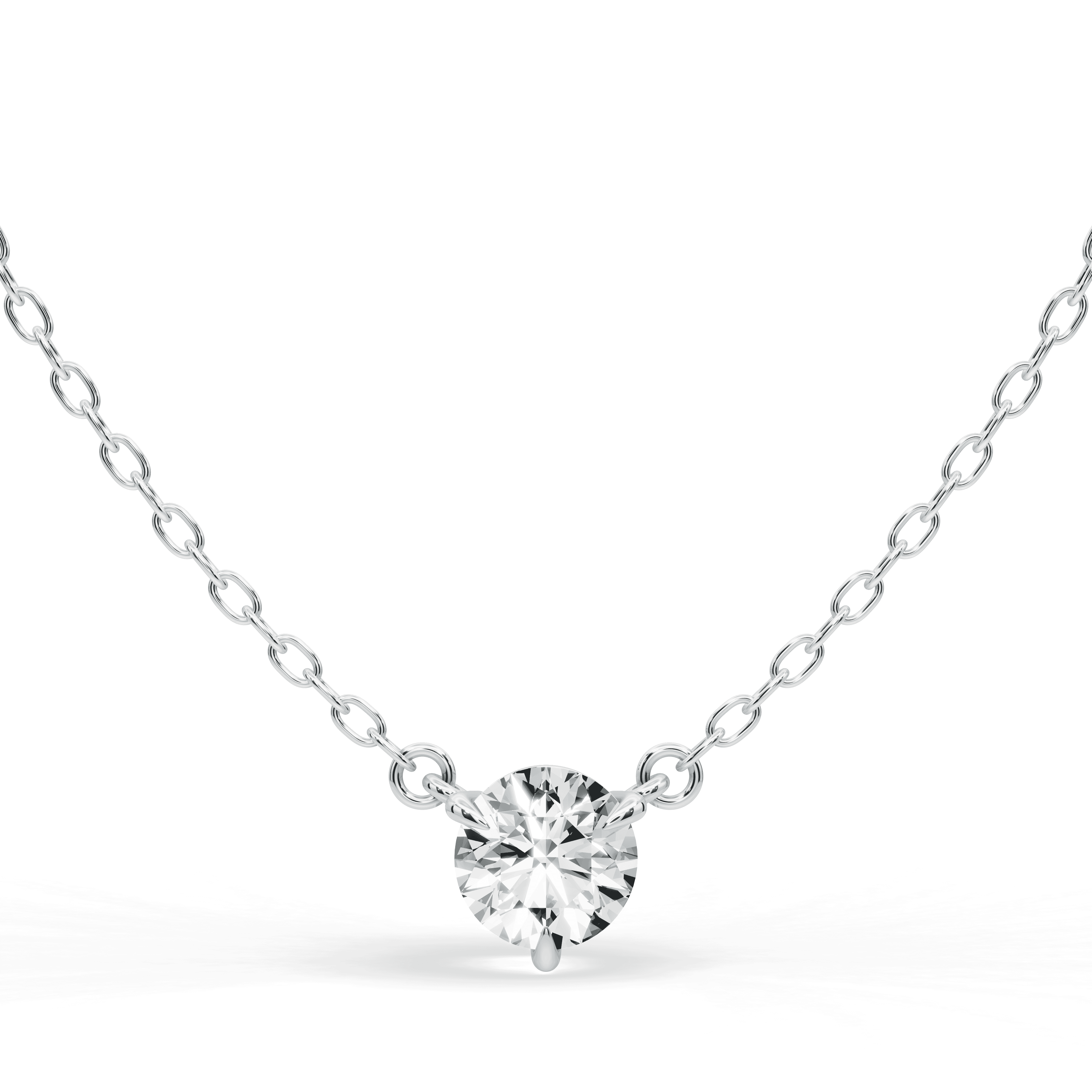 3-Prong Diamond Solitaire Necklace