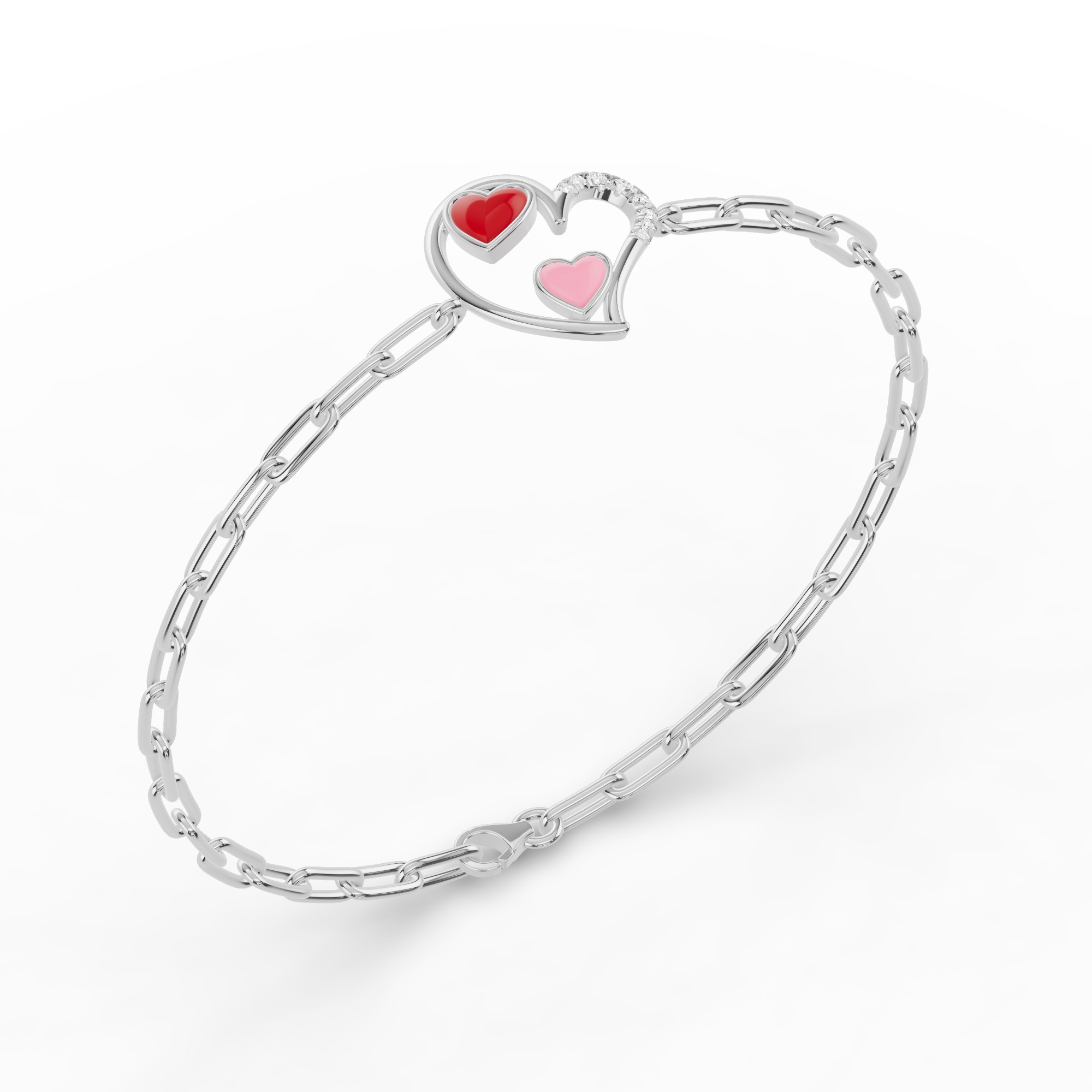 Duet Pavé Heart Bracelet