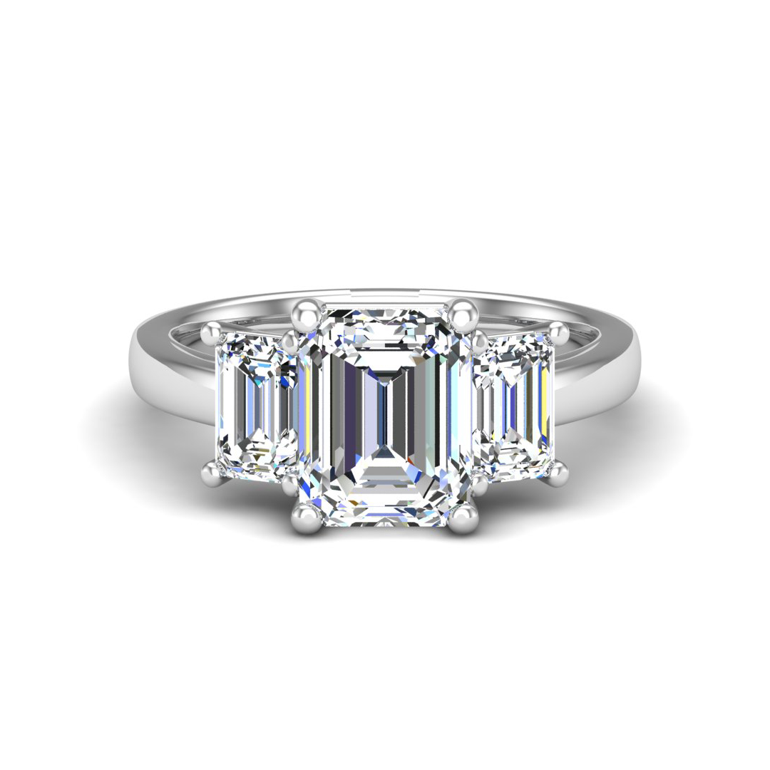 Aaliyah Emerald Three-Stone Engagement Ring