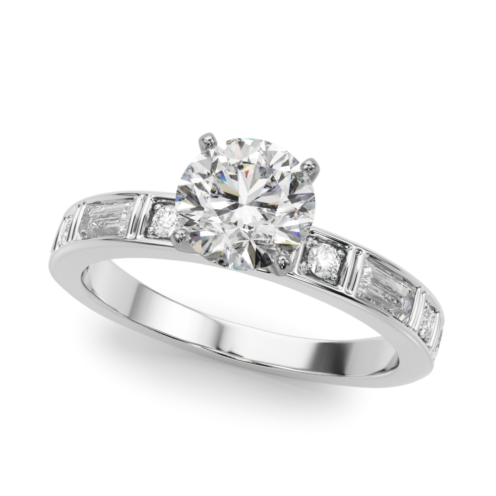Adaline Baguette And Round Diamond Engagement Ring