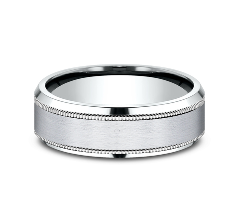 Satin Finish Milgrain Beveled Edge Comfort Fit Band (7mm)