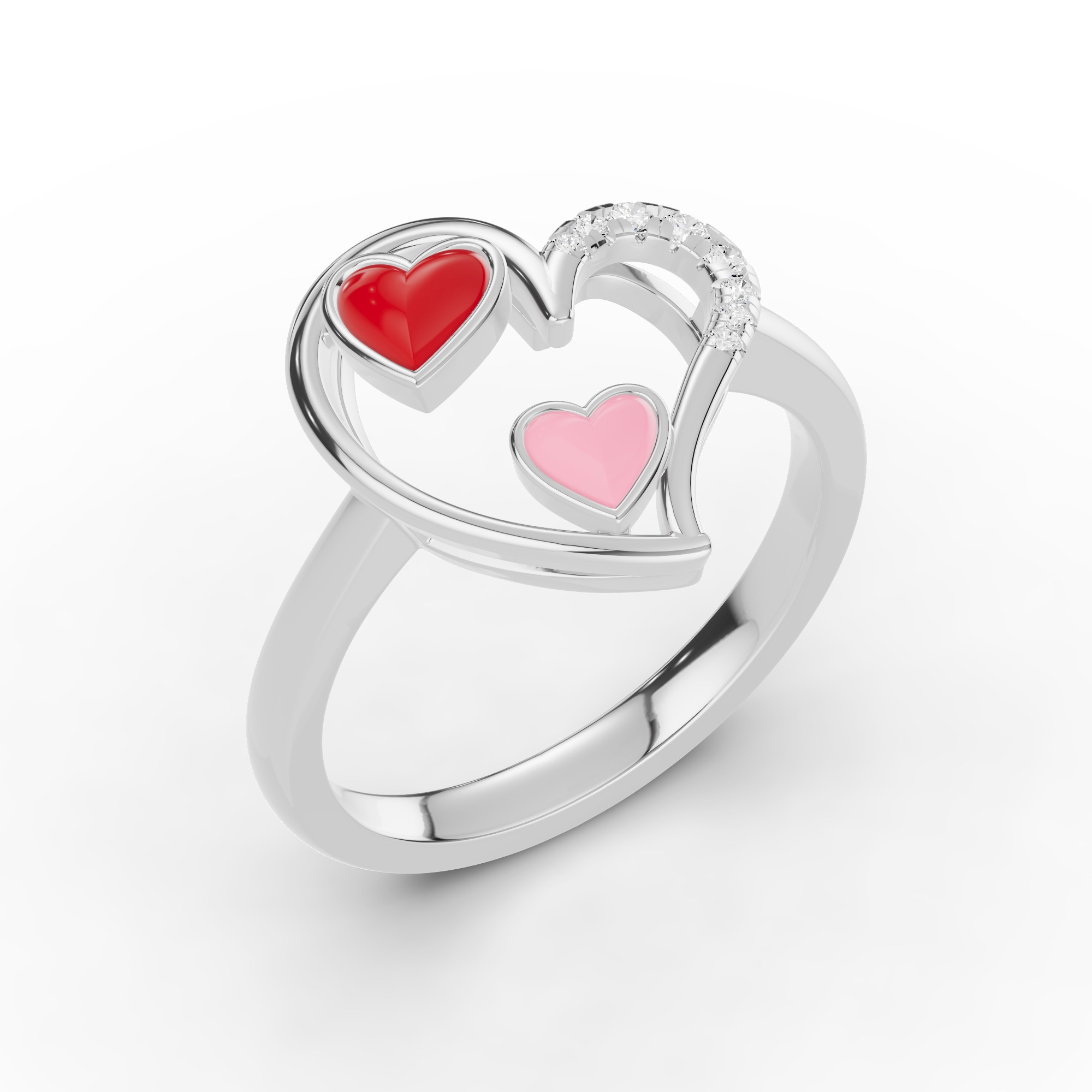 Duet Pave Heart Ring