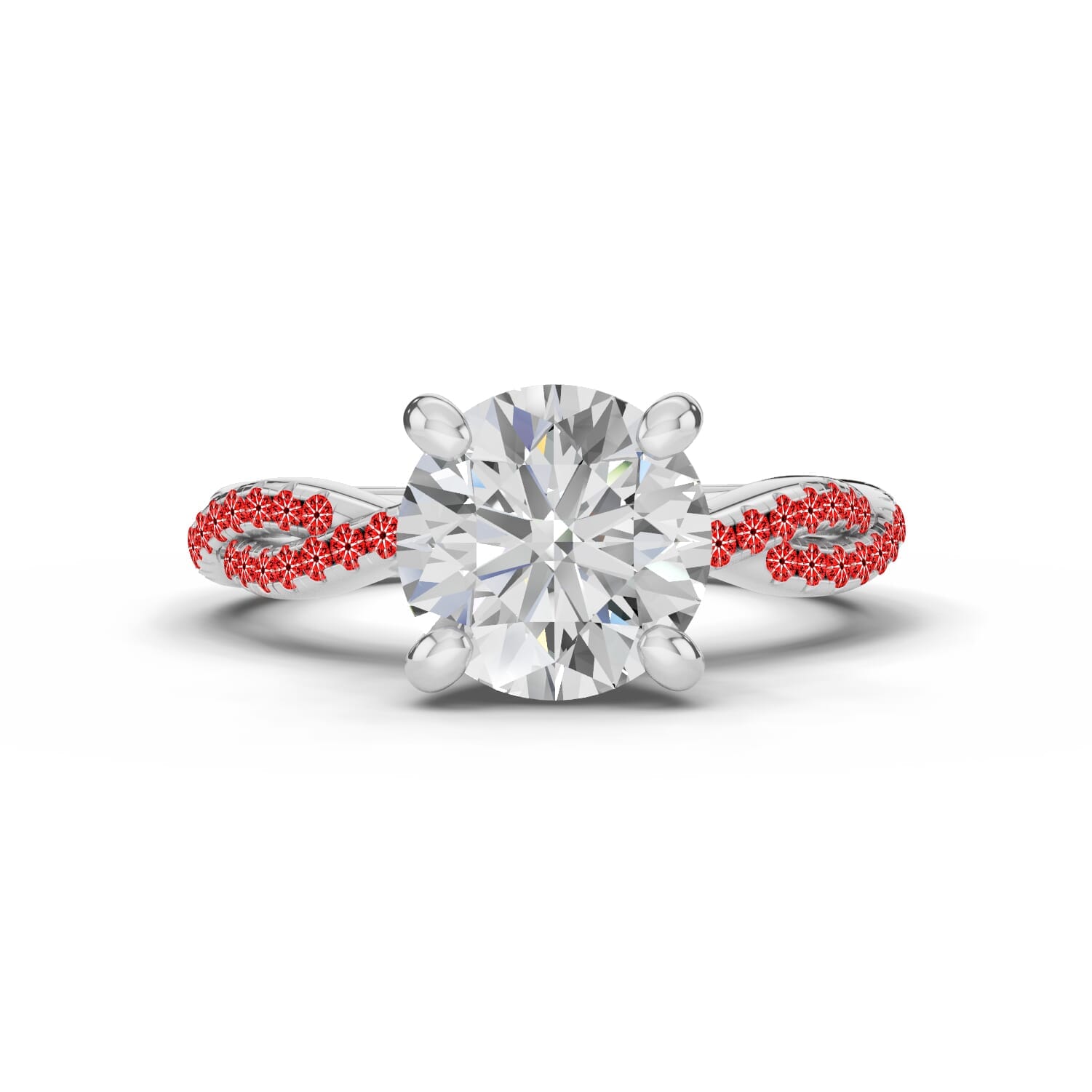 Signature Hearts and Arrows Pave Spiral Hidden Halo Engagement Ring