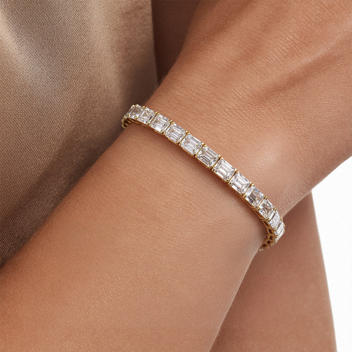 Emerald Diamond East-West Tennis Bracelet