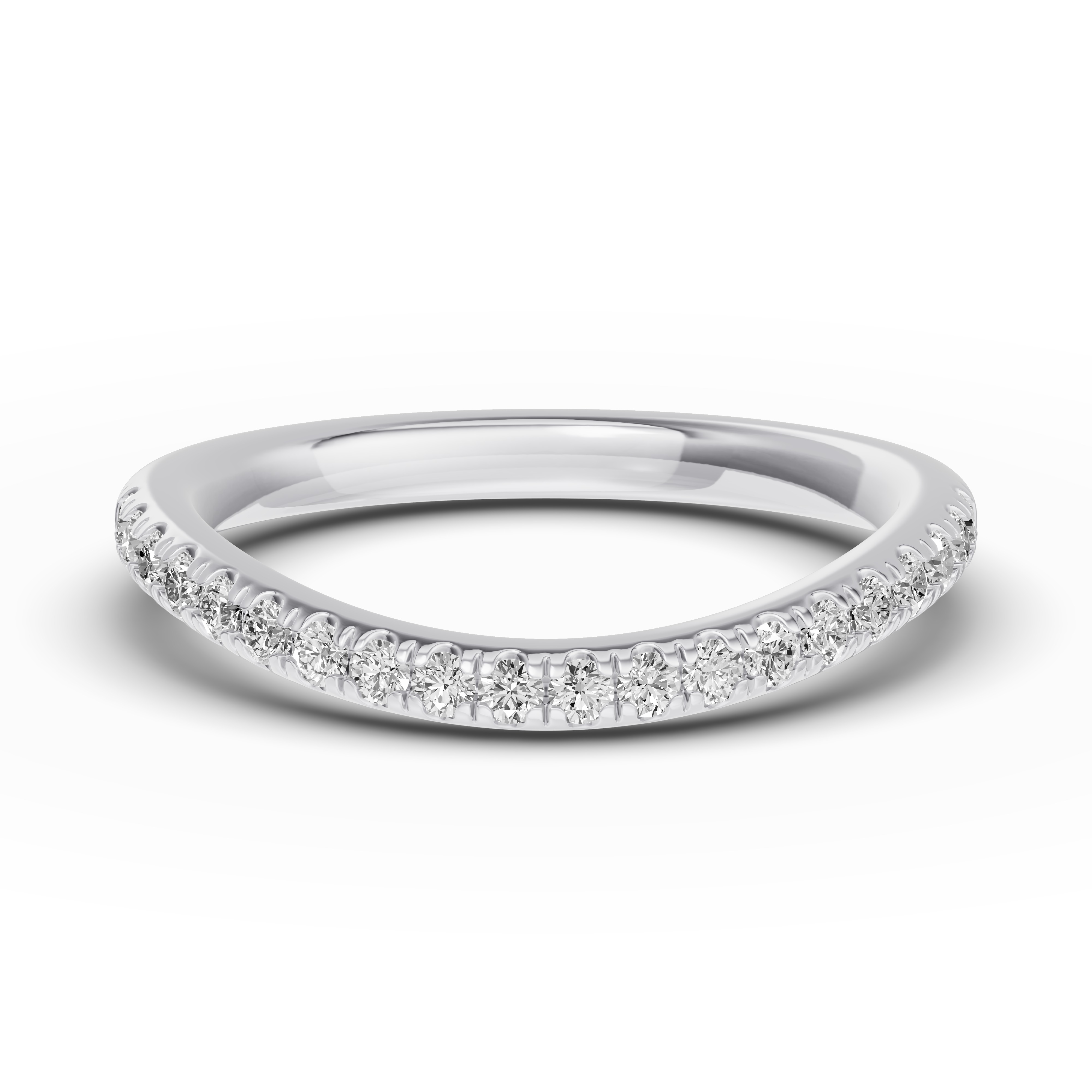 Classic Contoured Pave Wedding Band