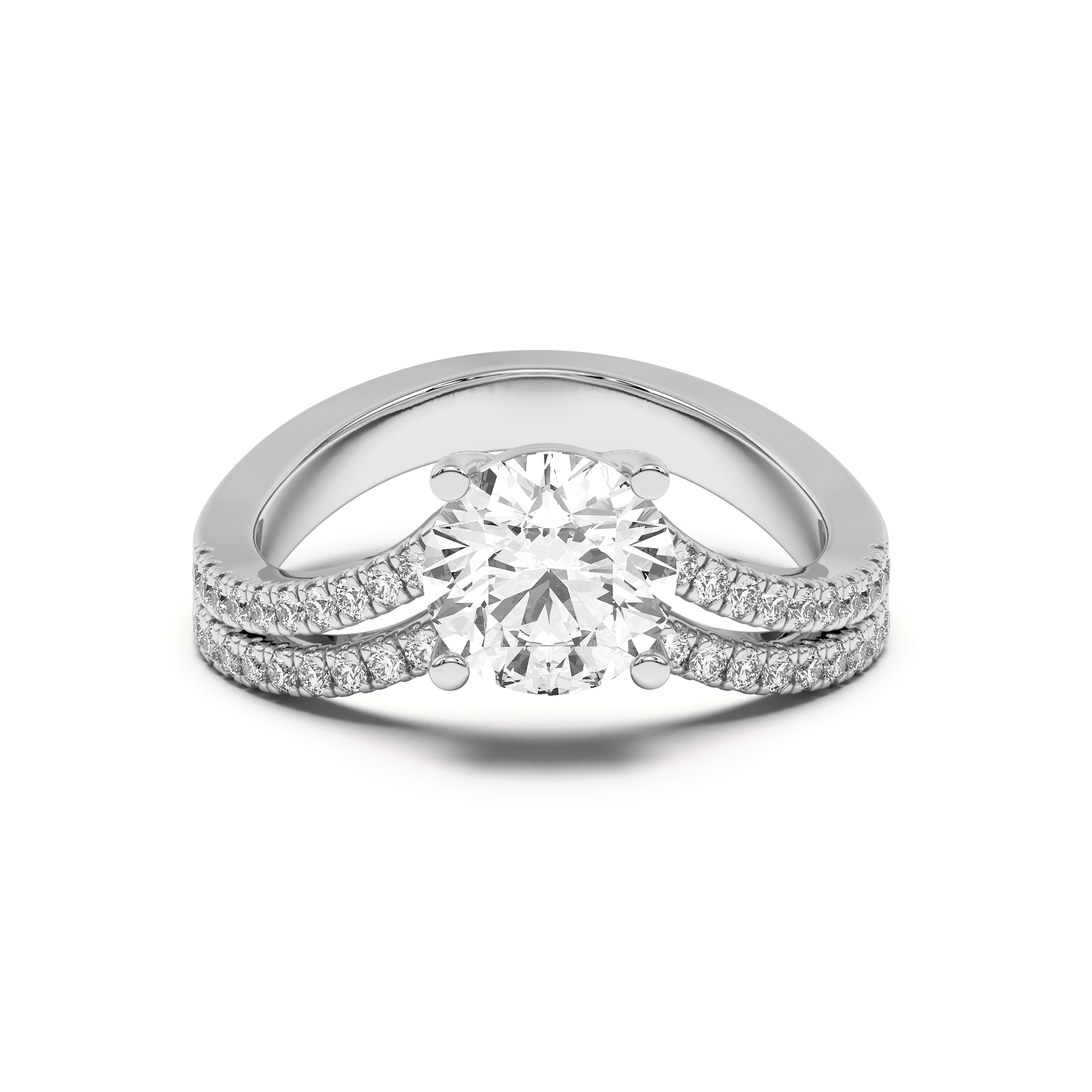 Nadine Double Pave Row Floating Engagement Ring