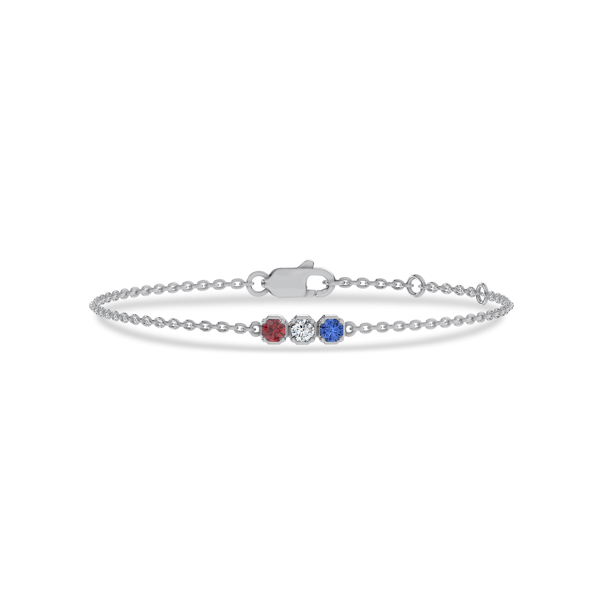 Americana Three-Stone Lab Diamond Silver Bracelet