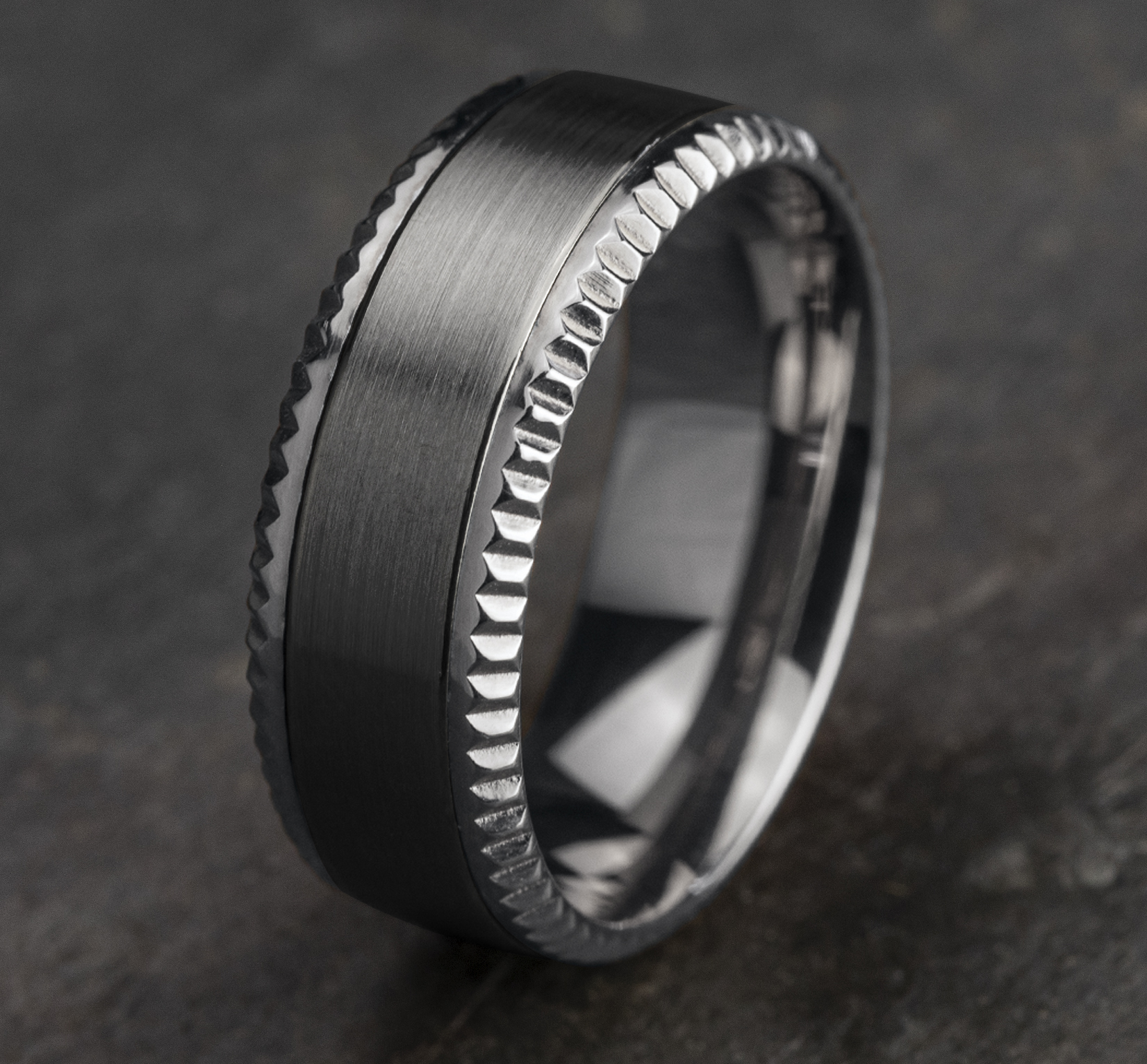 Bastion Fluted Bevel Grey Tantalum Comfort-Fit Band (8mm)