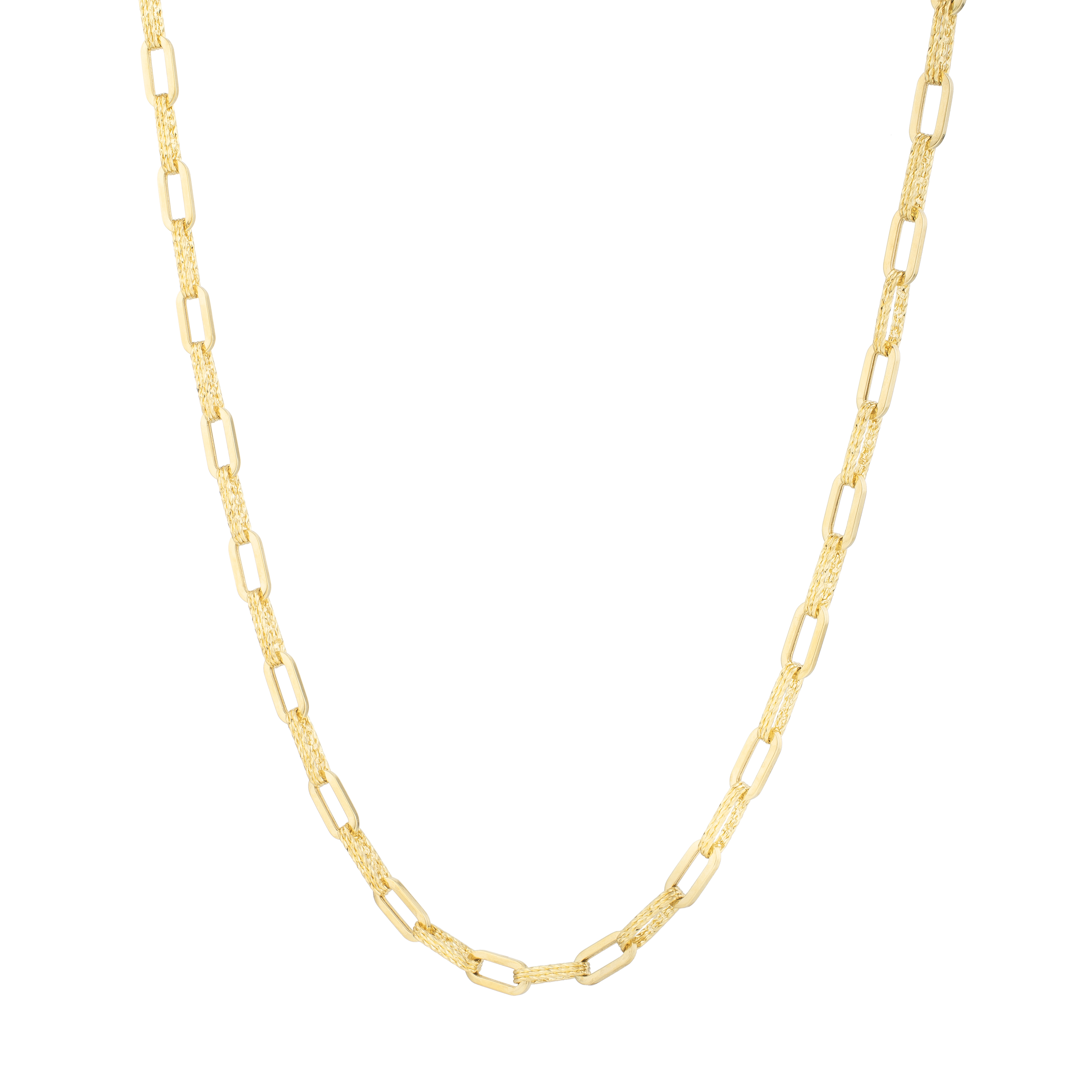 Textured Paperclip Link Gold Necklace