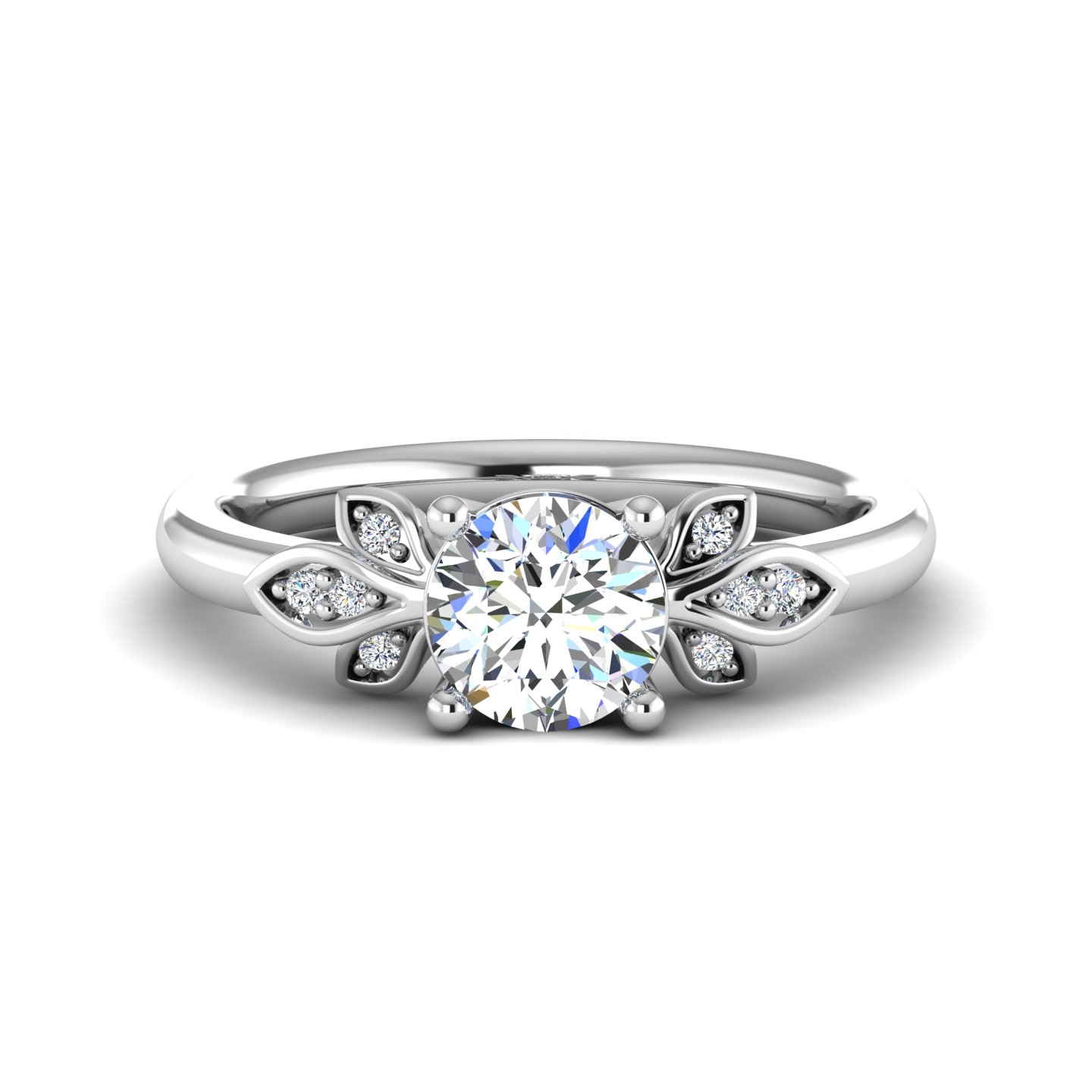 Abby Pave Leaf Engagement Ring