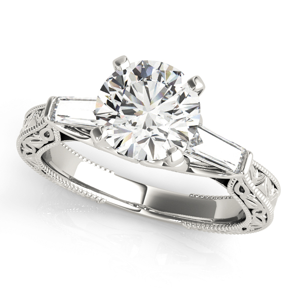 Vivi Vintage Inspired 3 Stone Baguette Diamond Engagement Ring