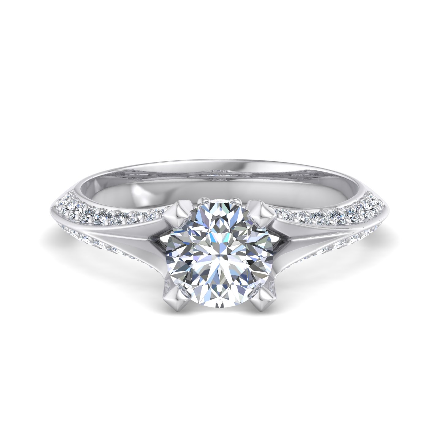 Gloria Knife-Edge Pave Engagement Ring