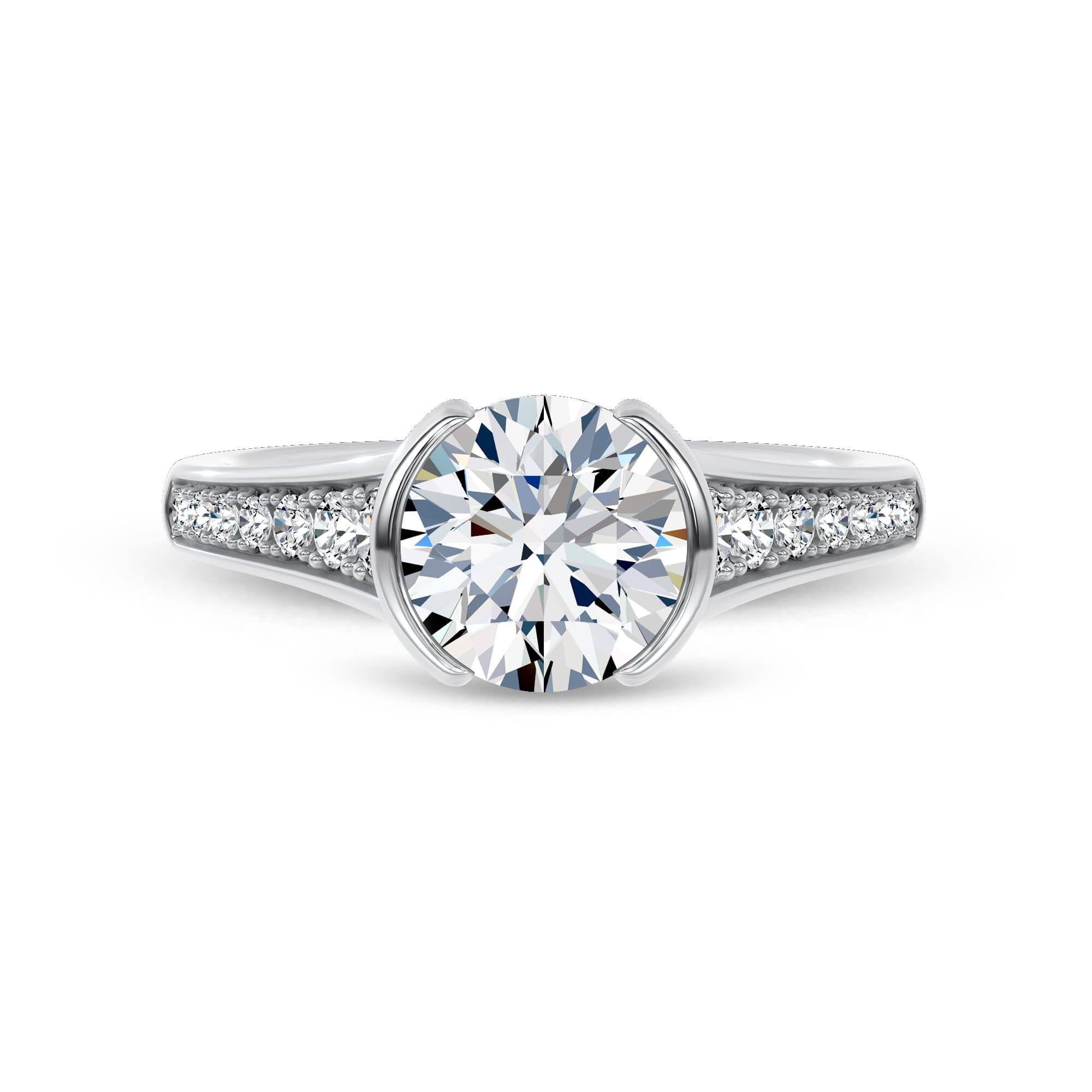 Jenna Half Bezel Pave Engagement Ring