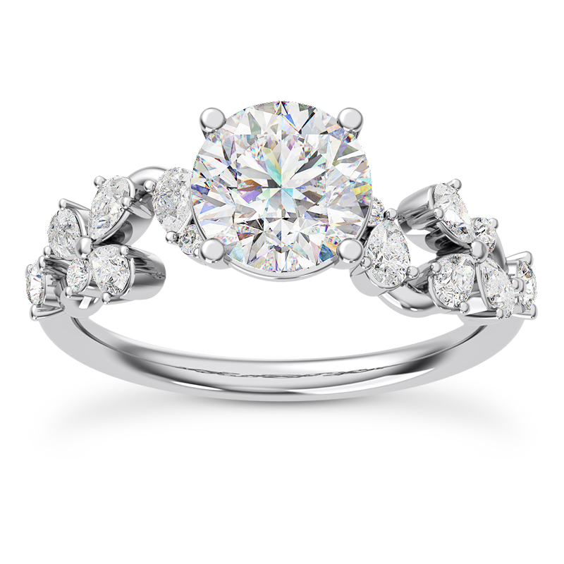 Olga Pear and Round Diamond Winding Engagement Ring